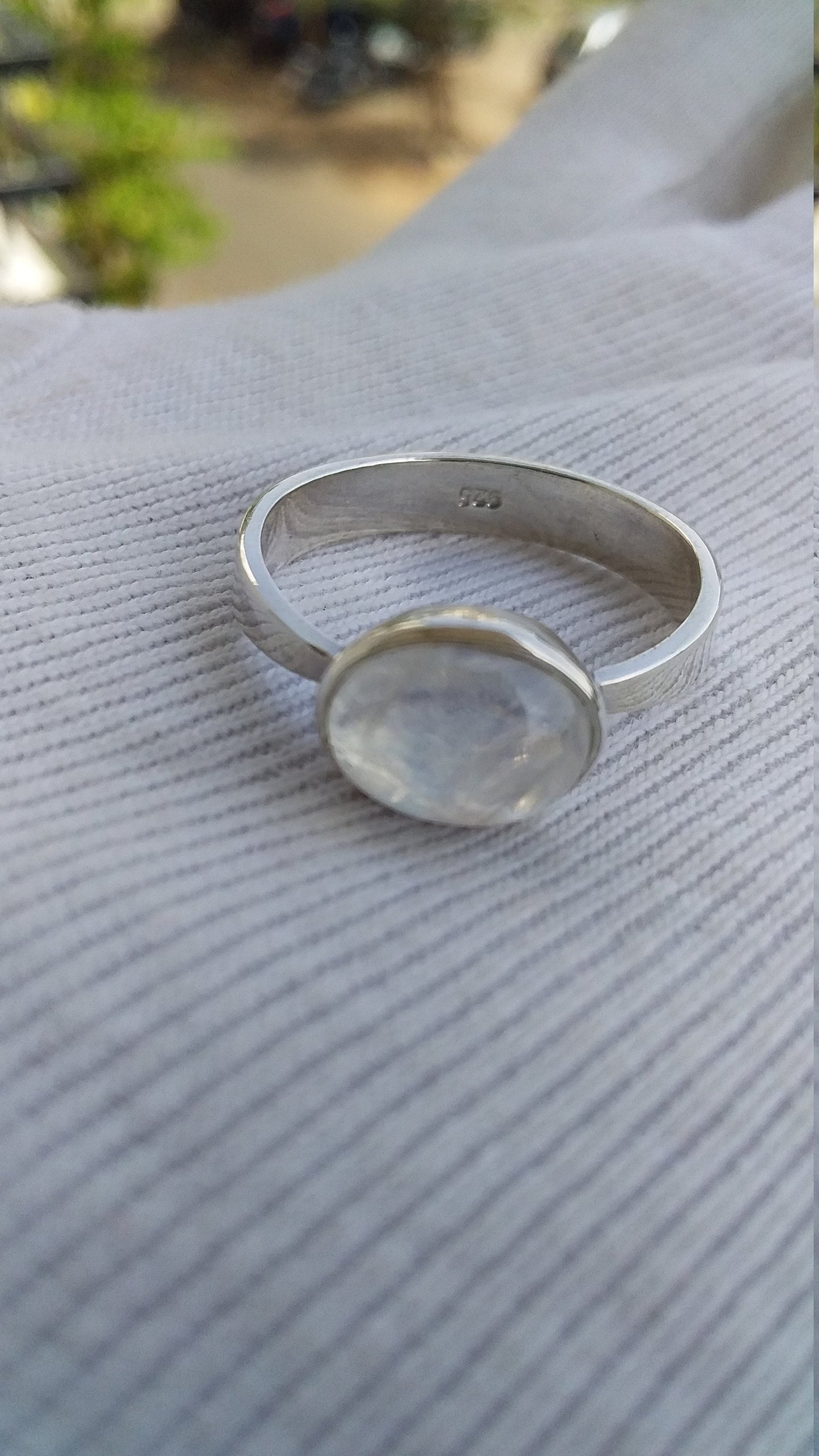 Rainbow moonstone Silver Ring 925 sterling Handmade White Rainbow Moonstone with blue fire Gemstone Ring Size 7 Women Jewelry Gift for Her