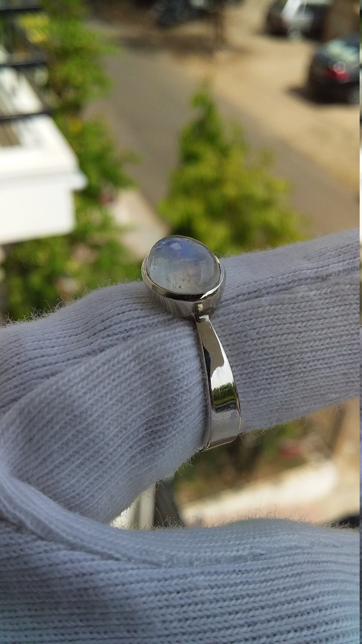 Rainbow moonstone Silver Ring 925 sterling Handmade White Rainbow Moonstone with blue fire Gemstone Ring Size 7 Women Jewelry Gift for Her