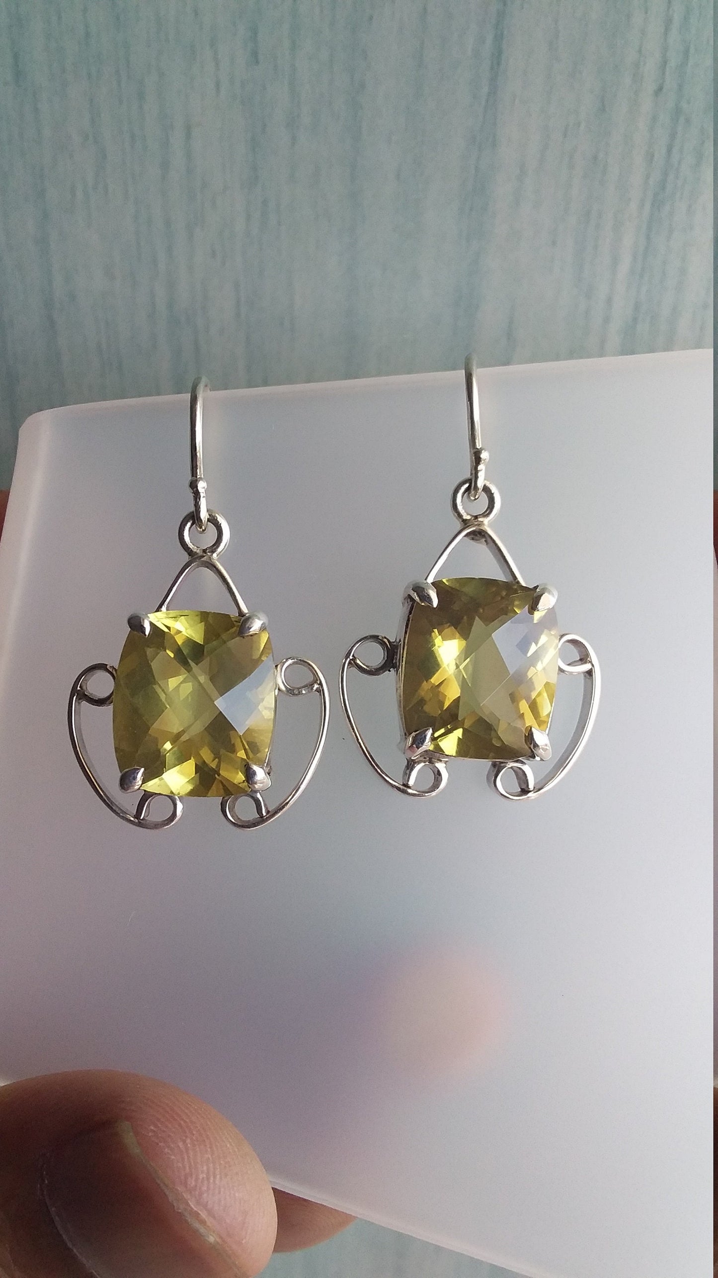 Octagon Shape Lemon Quartz Earrings, Lemon Quartz 925 Sterling Silver Handmade Earrings, Lemon Quartz Jewelry, Dangle & Drop Earrings