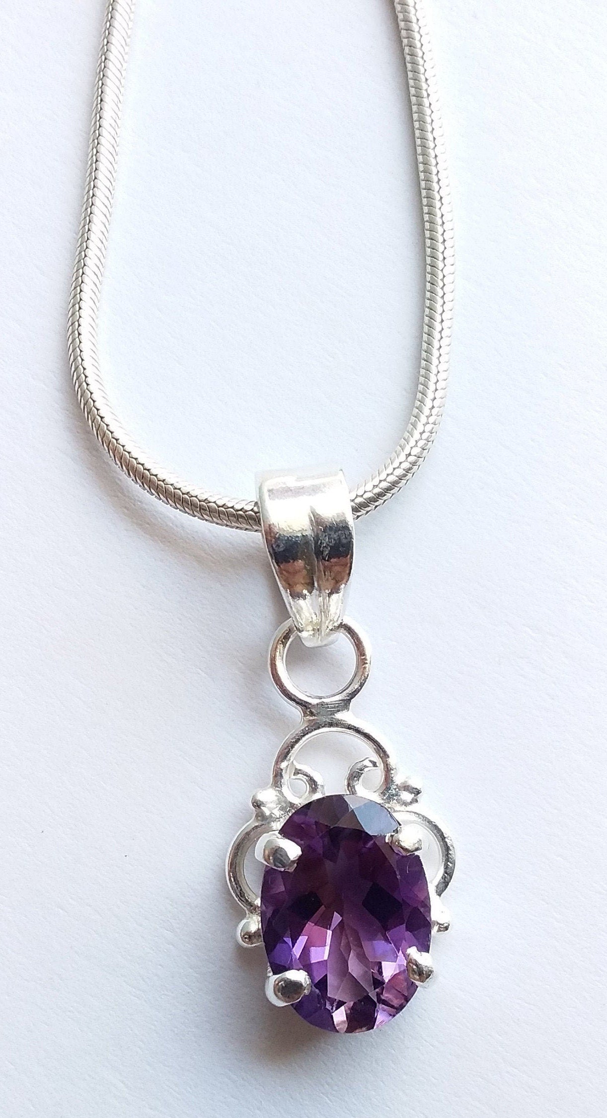 Natural Purple Amethyst 925 Sterling Silver Handmade Pendant, Purple Amethyst Pendant, Amethyst Jewelry for Women