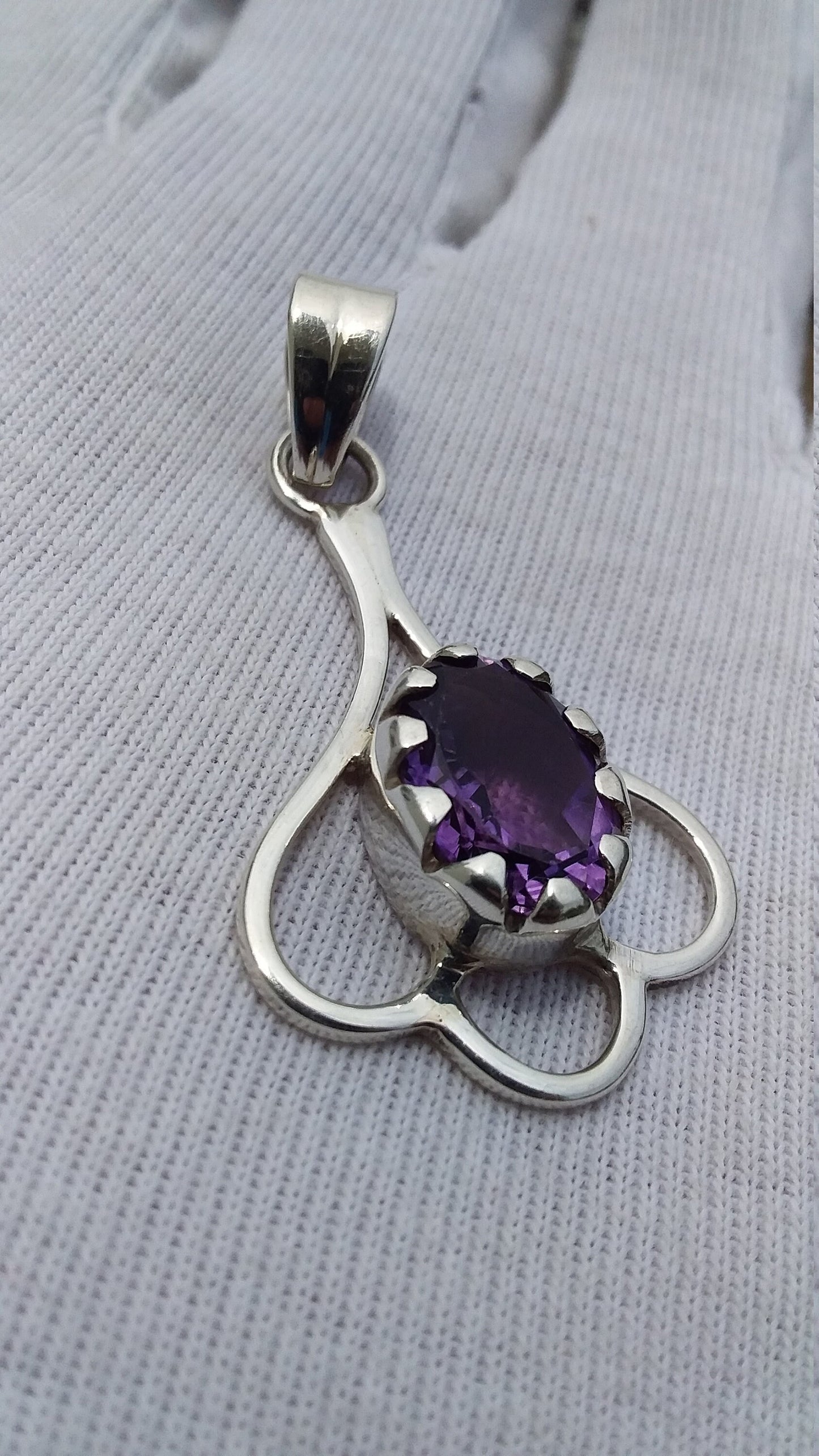 Purple Amethyst Handmade Pendant, Teardrop Shape 925 Sterling Silver Jewelry, ladies Amethyst necklace, Gift Pendant, Purple gemstone