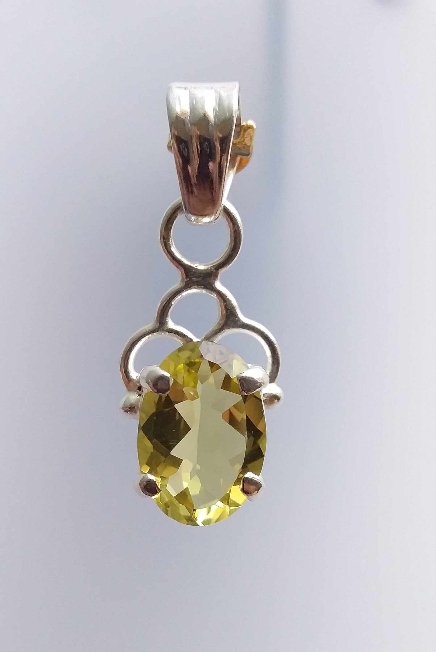 Lemon Quartz Pendant, 925 Sterling Silver Handmade Jewelry, Gemstone Small Pendant, Yellow stone Pendant, Gift for Her, Gift For Mother