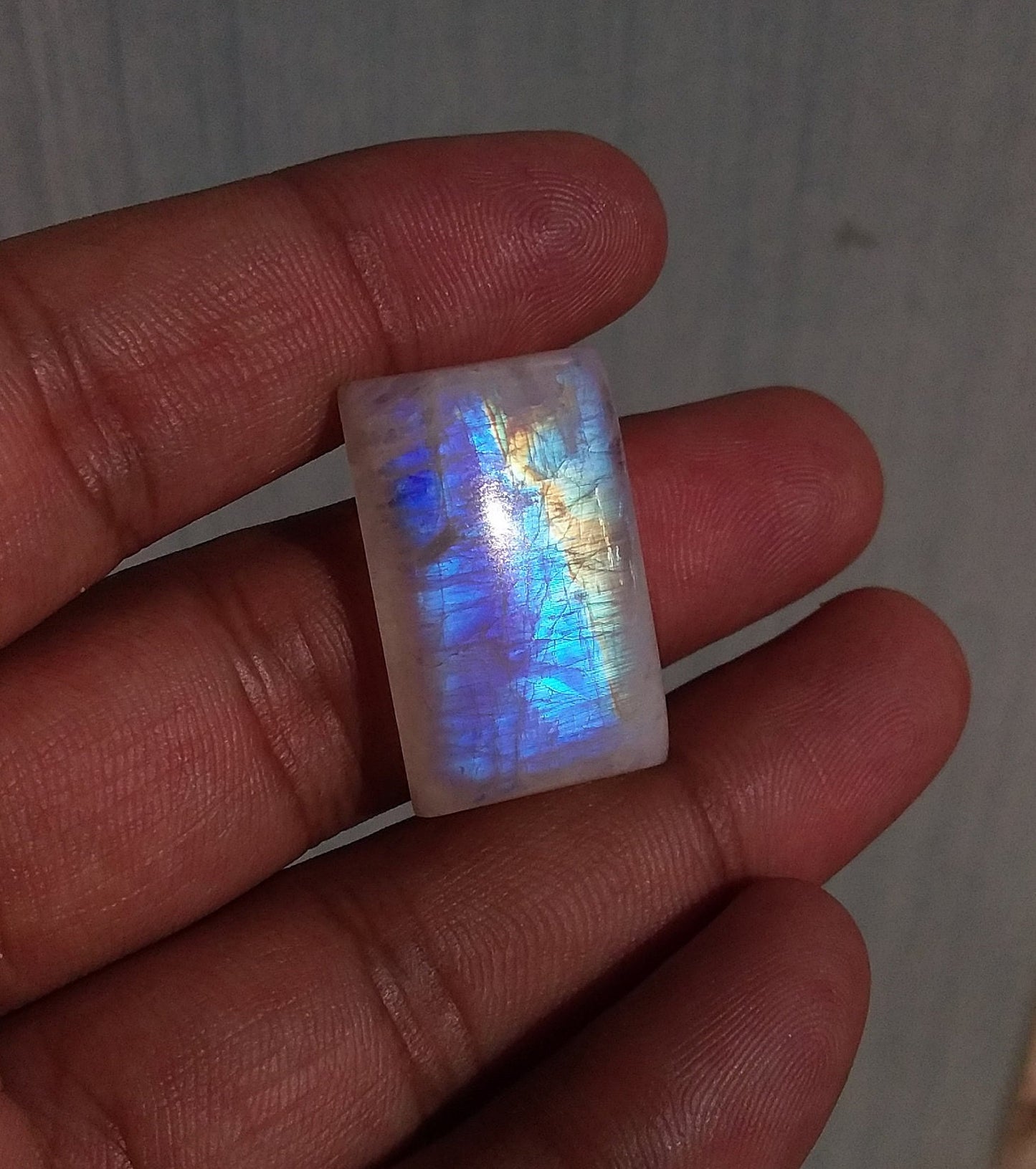 Octagon Rainbow Moonstone, Natural Gemstone for Jewelry Making, Flat Back Cabochon Gemstone, Natural White Labradorite, 36 CTS 32x16.5x7 MM