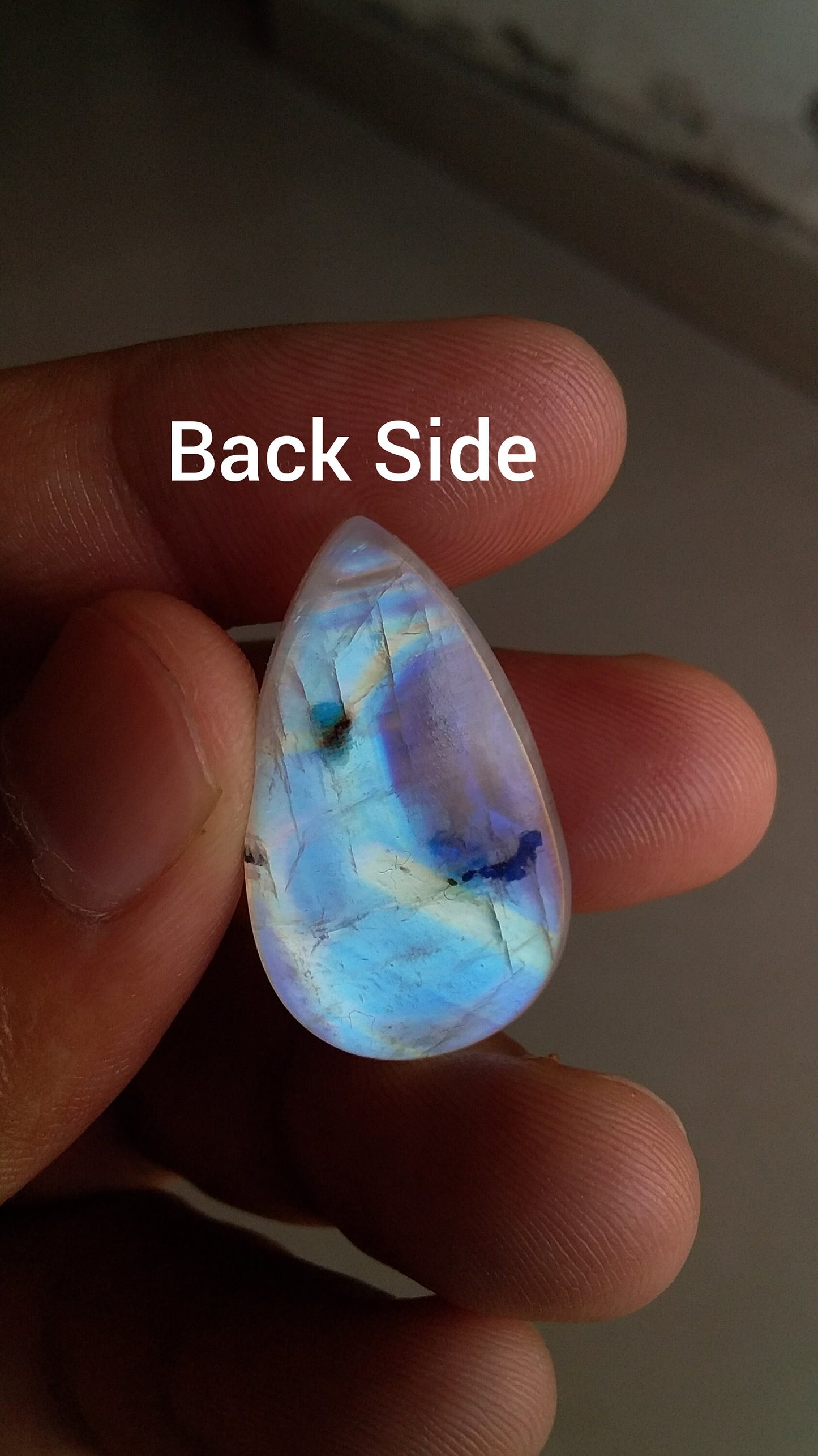 Blue Flashy Rainbow Moonstone, Loose Moonstone Gemstone, Big Pear Shape Moonstone, Stone for Jewelry Making, Wire Wrap Jewelry Stone