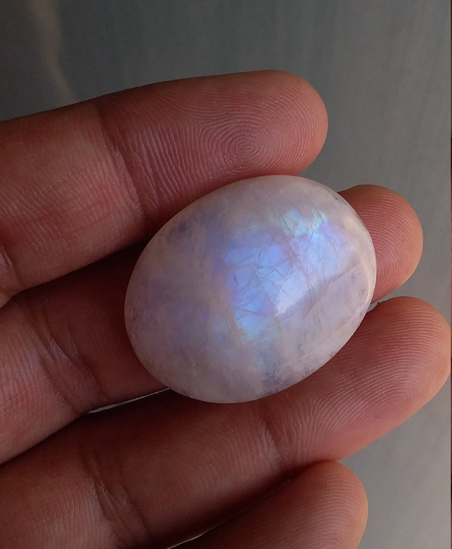 Rainbow Moonstone Cabochon, Blue Fire Moonstone, Natural Semi Precious Gemstone, Stone for Jewelry Making & Wire Wrapped, Flat Back Cabochon