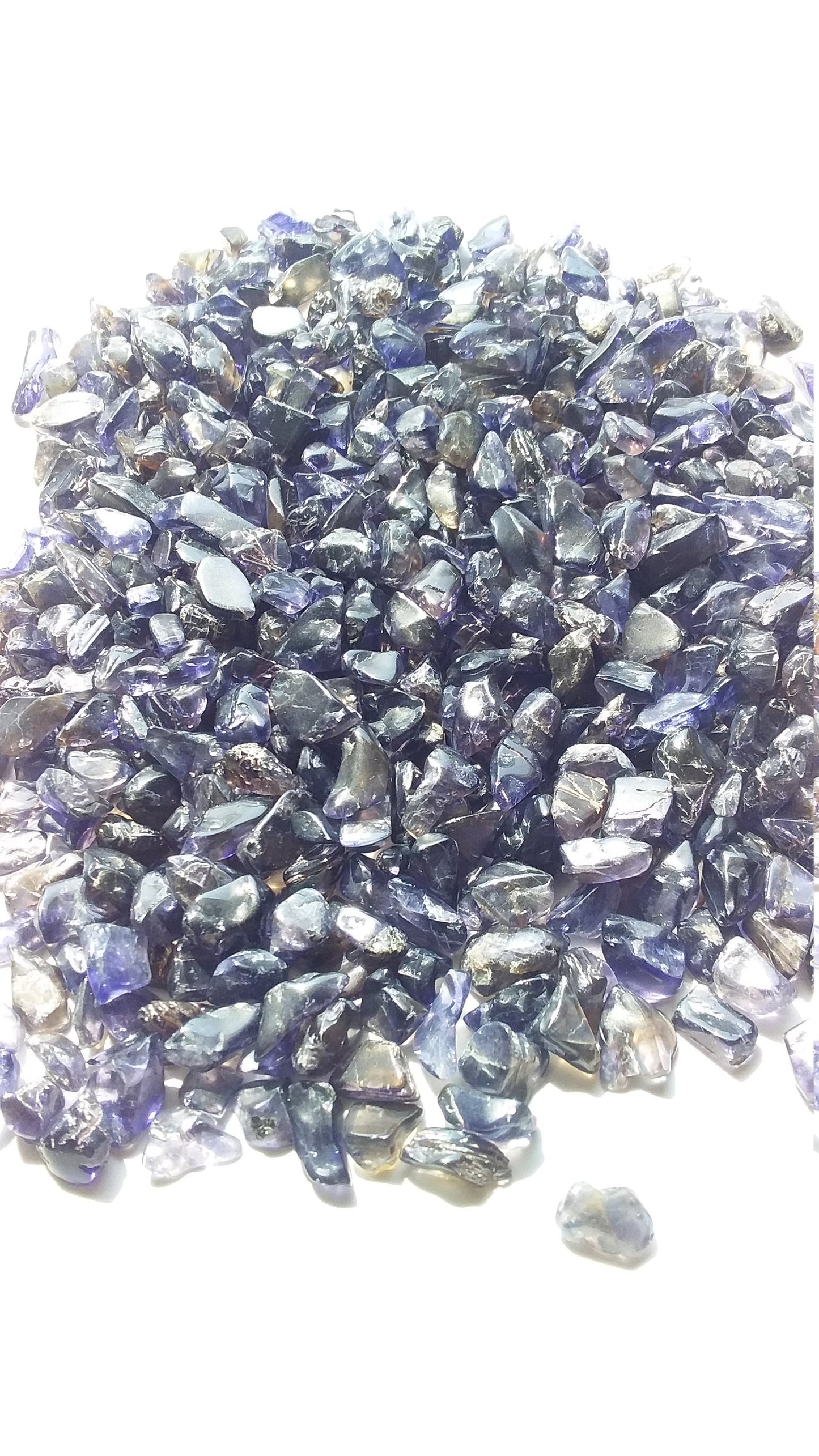 Natural Iolite Chips, Semi Tumbled Gemstone Mini Chips, Healing Tumbled Gemstone, Polished Tiny Semi Precious Rocks, Small Crystal Chips