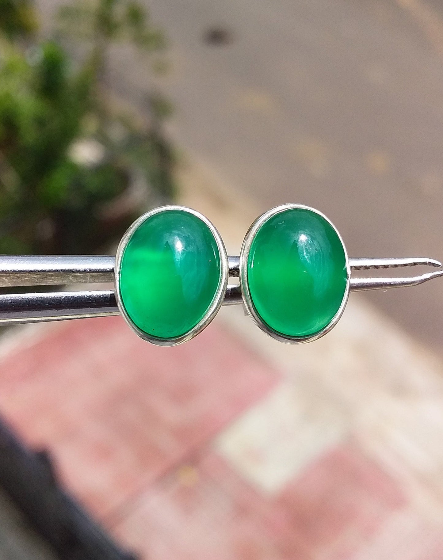 Green Onyx Stud Earrings, Tiny Stud, Green Gemstone Stud Earrings, Stud for Girls, Small Gemstone Earrings,