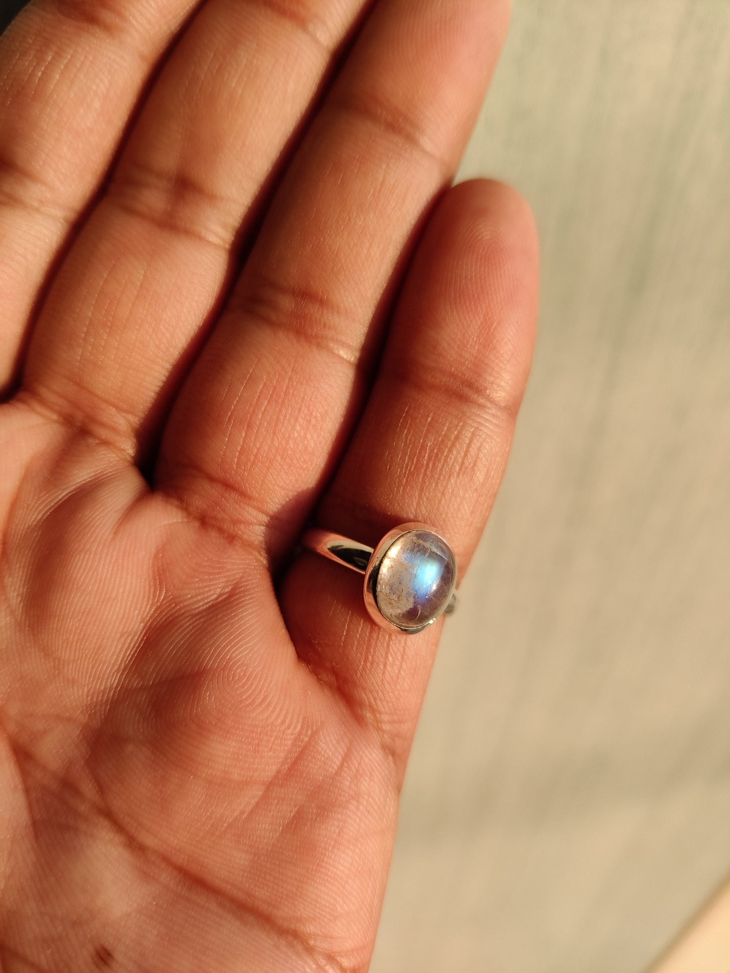 Natural Rainbow Moonstone Ring, 925 Sterling Silver Ring, Blue Flash Moonstone Jewelry, Silver Moonstone Ring, Moonstone Ring for Women