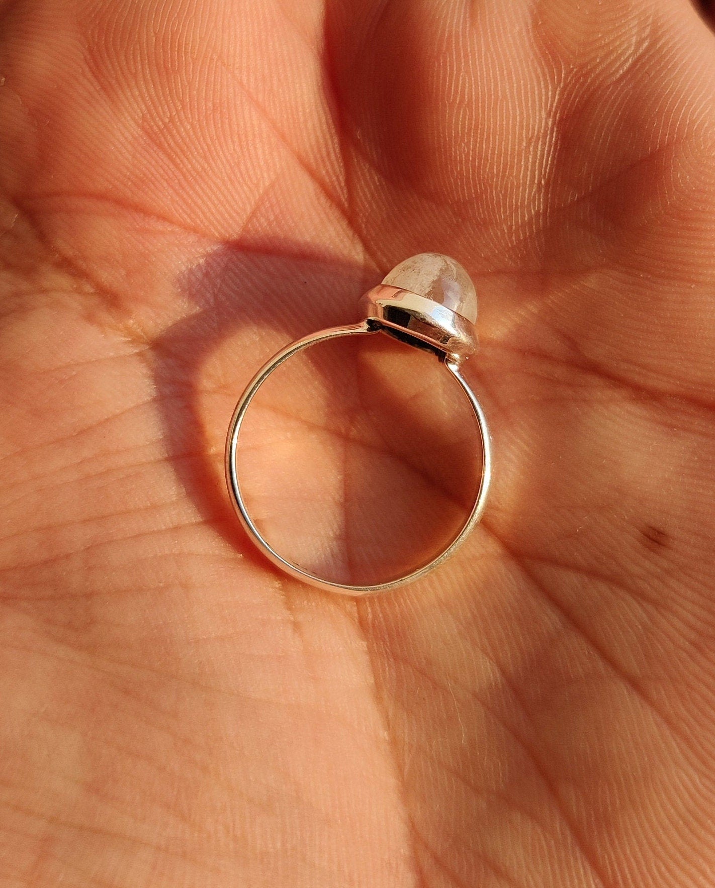 Natural Rainbow Moonstone Ring, 925 Sterling Silver Ring, Blue Flash Moonstone Jewelry, Silver Moonstone Ring, Moonstone Ring for Women