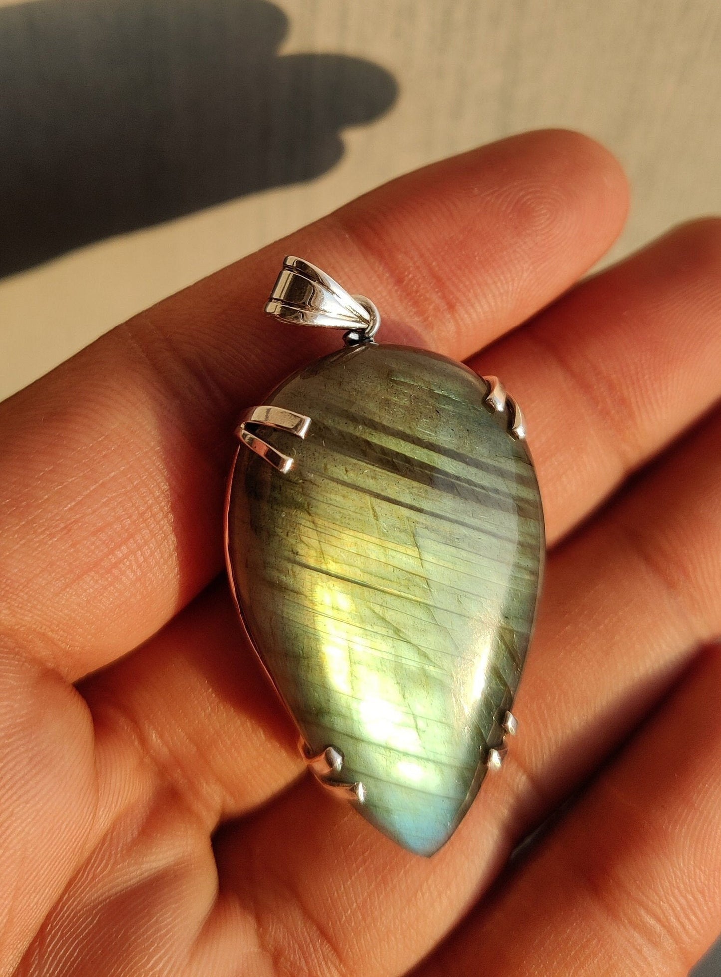 Labradorite Pendant, 925 Silver Pendant, Big Gemstone Pendant, Labradorite Teardrop Pendant, Labradorite Jewelry, Stone Jewelry