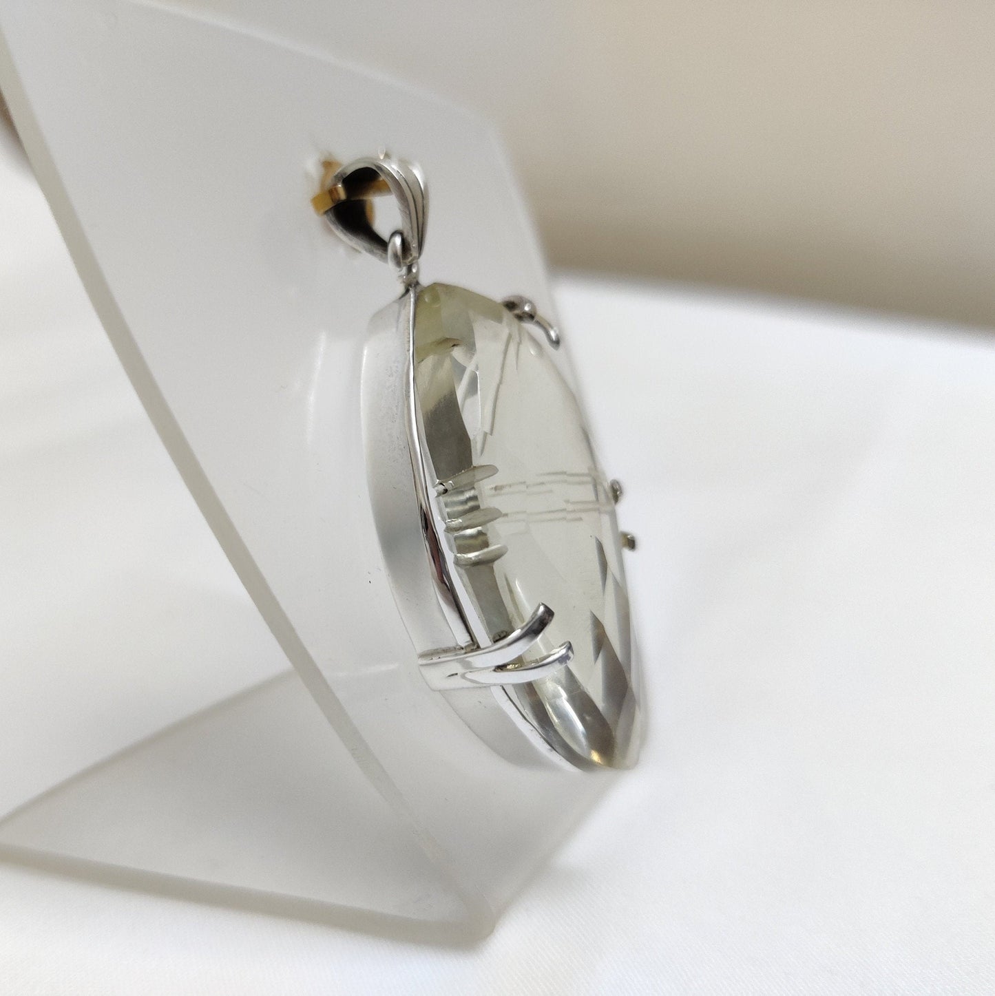 Lemon Topaz Pendant, 925 Sterling Silver Jewelry, Carving Stone Pendant, Lemon Citrine Necklace, Women Jewelry, Handmade Gift for Her