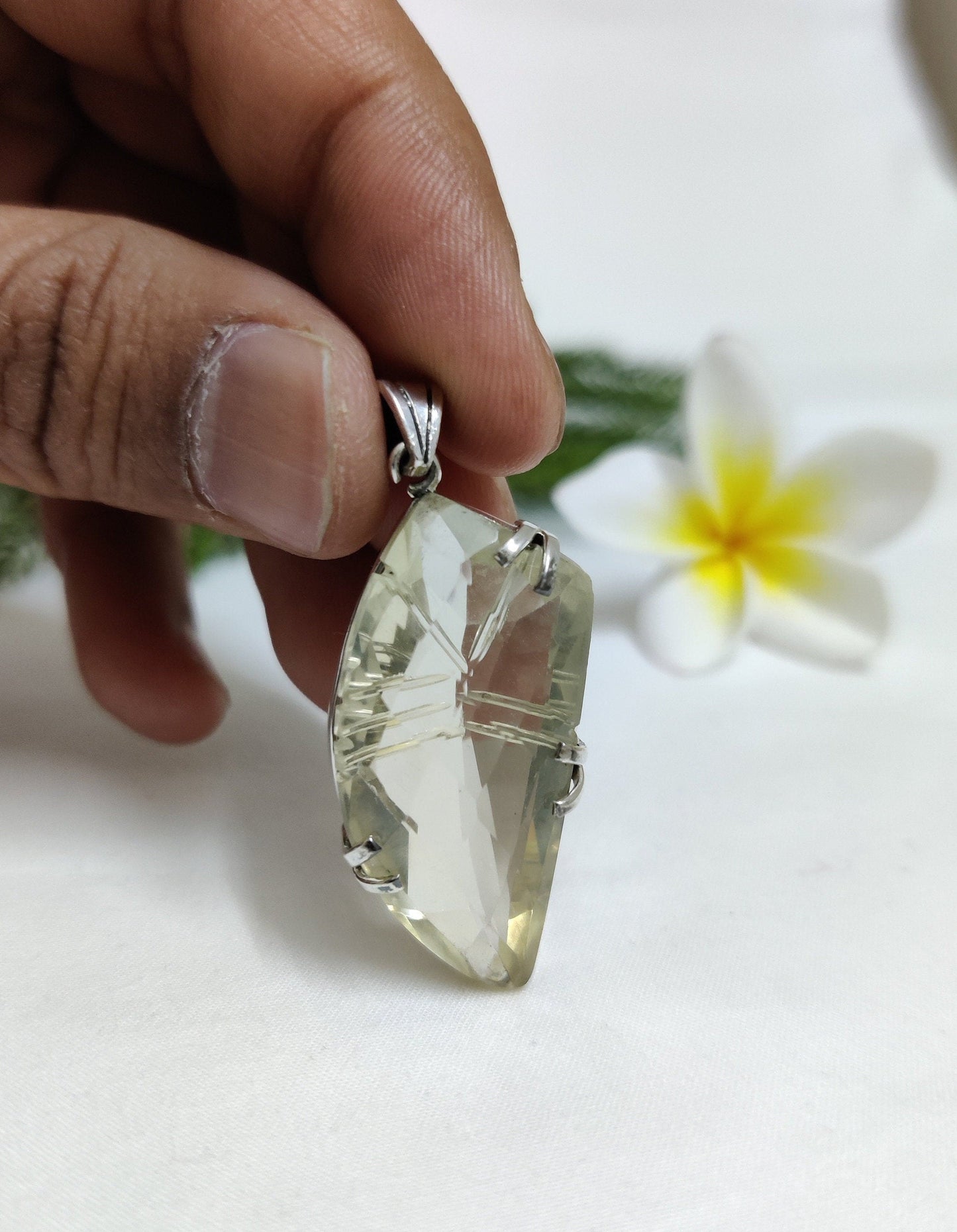 Lemon Topaz Pendant, 925 Sterling Silver Jewelry, Carving Stone Pendant, Lemon Citrine Necklace, Women Jewelry, Handmade Gift for Her