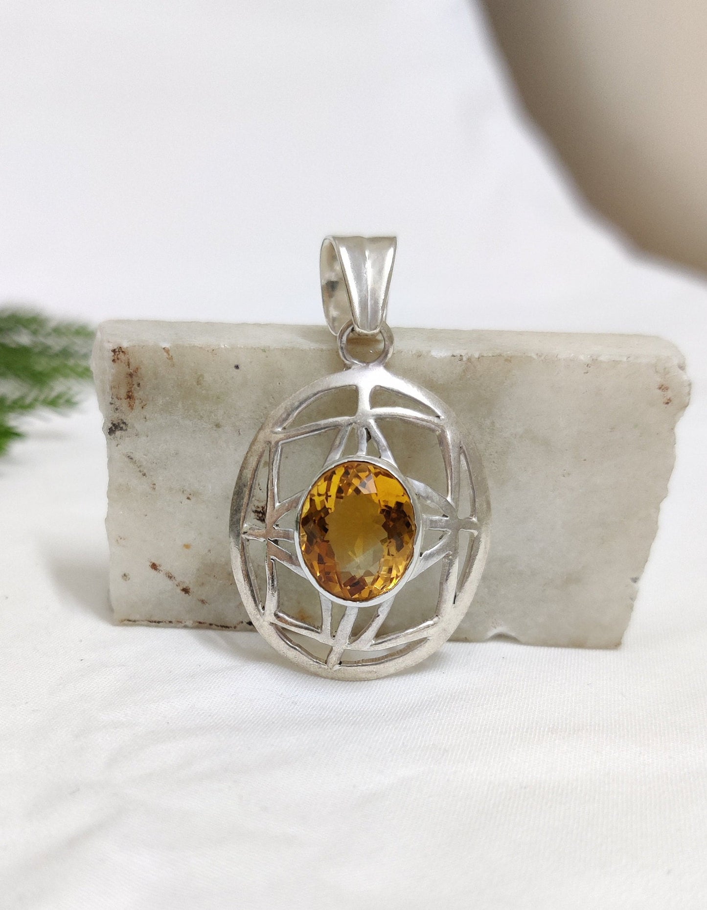 Citrine Hydro Pendant, 925 Sterling Silver Pendant, Handmade Jewelry, Citrine Jewelry, Yellow Gemstone Pendant, November Birthstone