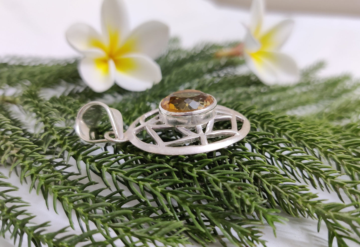 Citrine Hydro Pendant, 925 Sterling Silver Pendant, Handmade Jewelry, Citrine Jewelry, Yellow Gemstone Pendant, November Birthstone