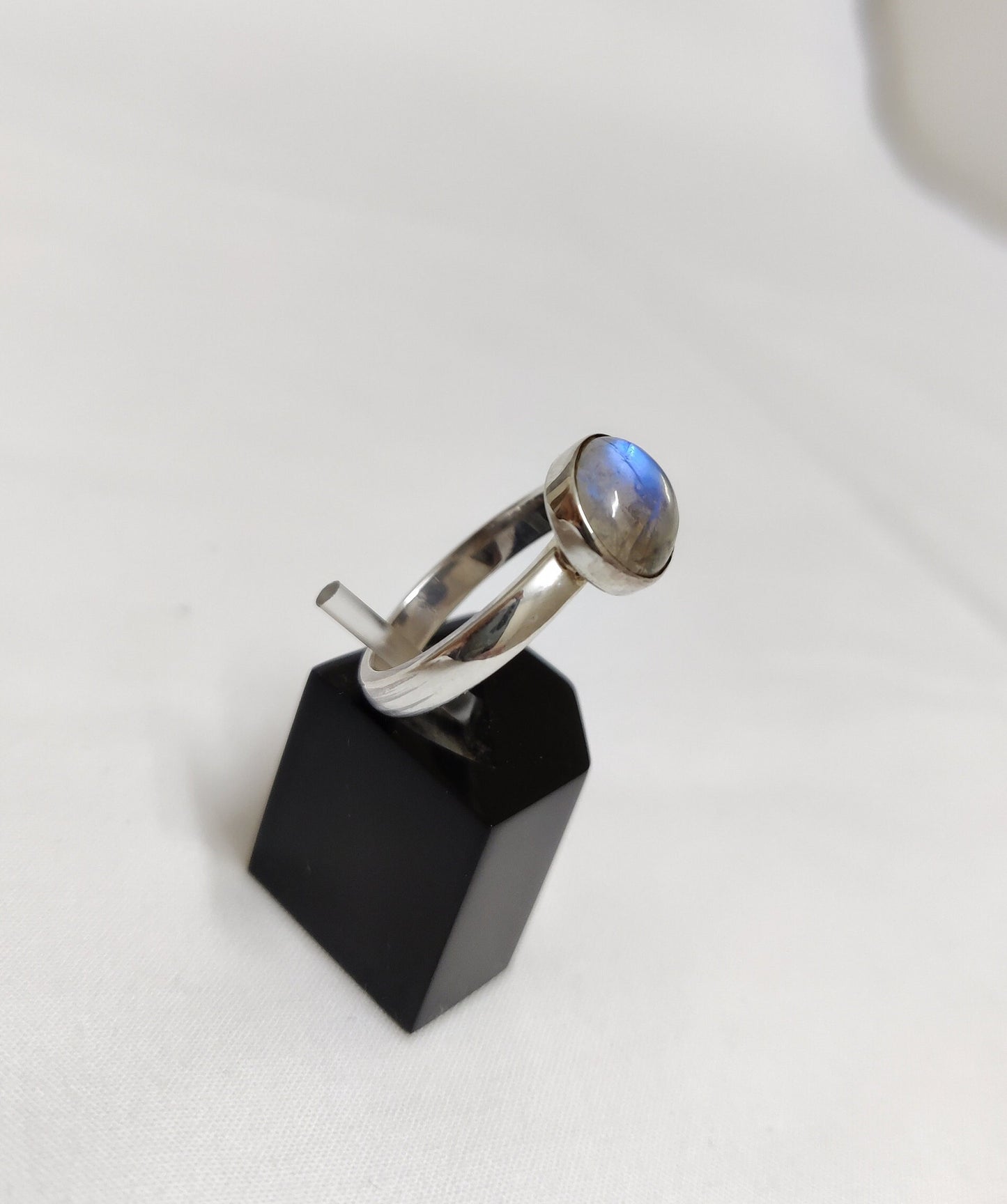 Rainbow Moonstone Ring 925 Sterling Solid Silver Jewelry Blue Fire Moonstone Ring for Women June Birthstone Gemstone Ring size 5 & 7.5