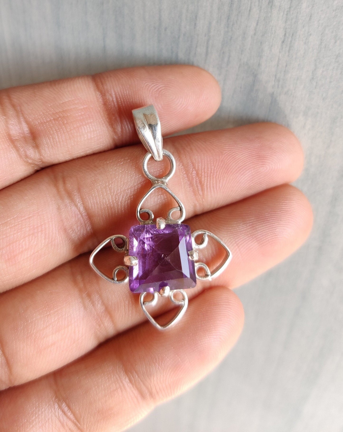 Natural Amethyst Pendant, 925 Silver Handmade Pendant, Amethyst Jewelry, Crystal Pendant, Healing Crystal Jewelry, Gift for Her