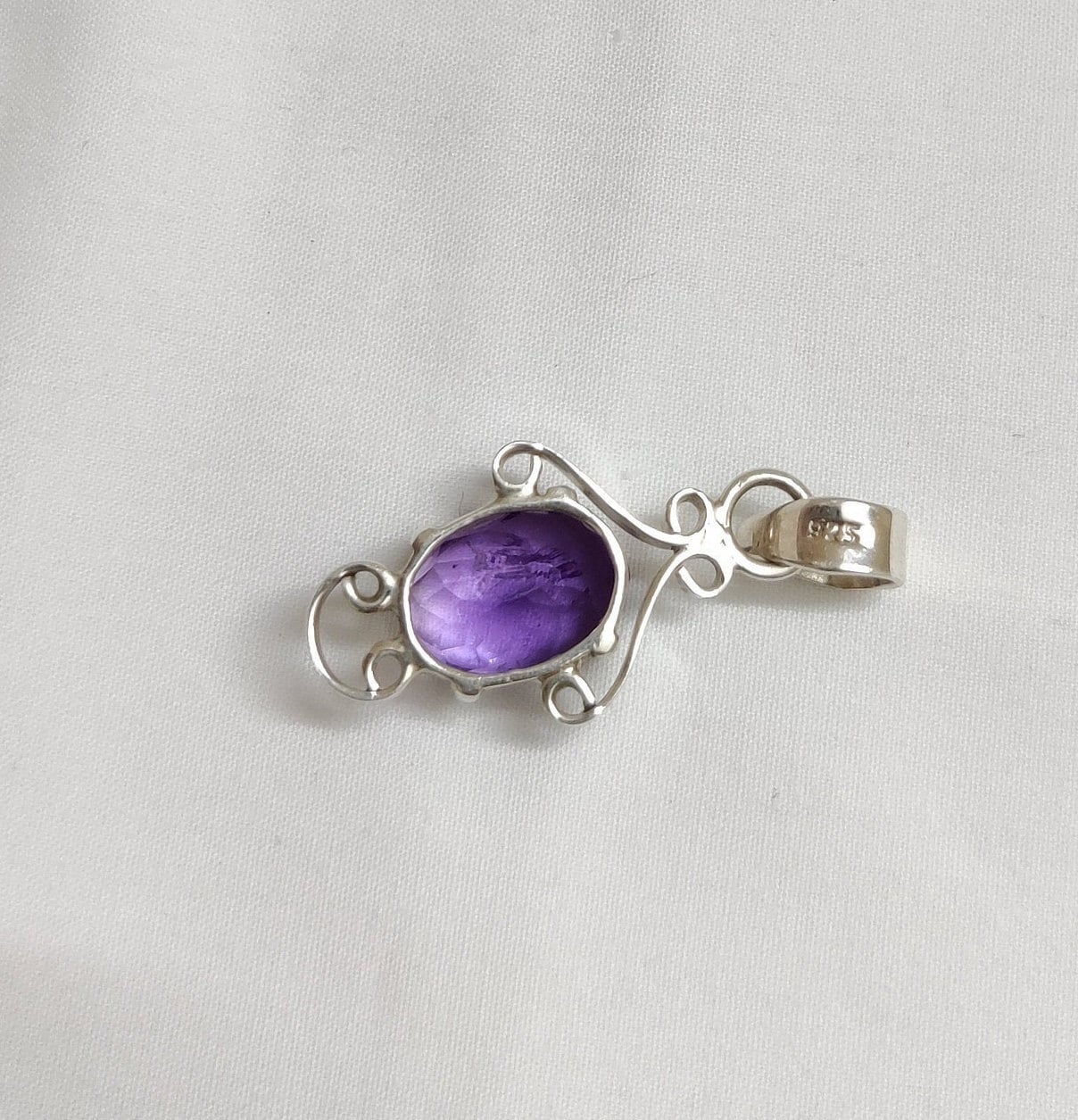 Purple Amethyst Pendant, 925 Sterling Silver Pendant, Amethyst Jewelry, Purple Stone Pendant, Fancy Shape Pendant, Stone of Energy