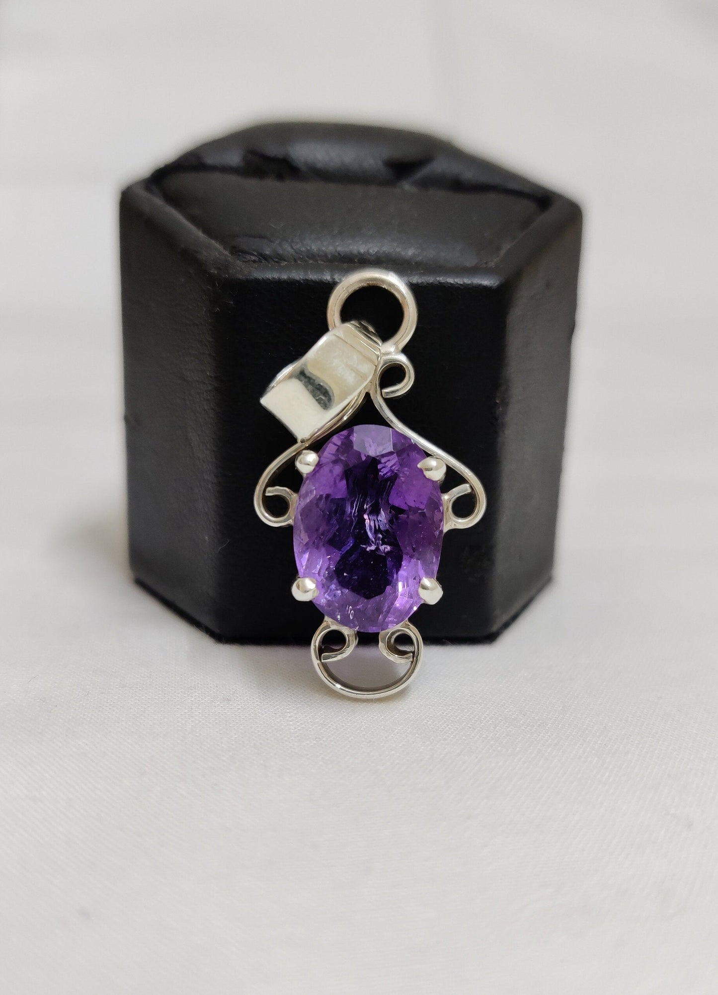Purple Amethyst Pendant, 925 Sterling Silver Pendant, Amethyst Jewelry, Purple Stone Pendant, Fancy Shape Pendant, Stone of Energy