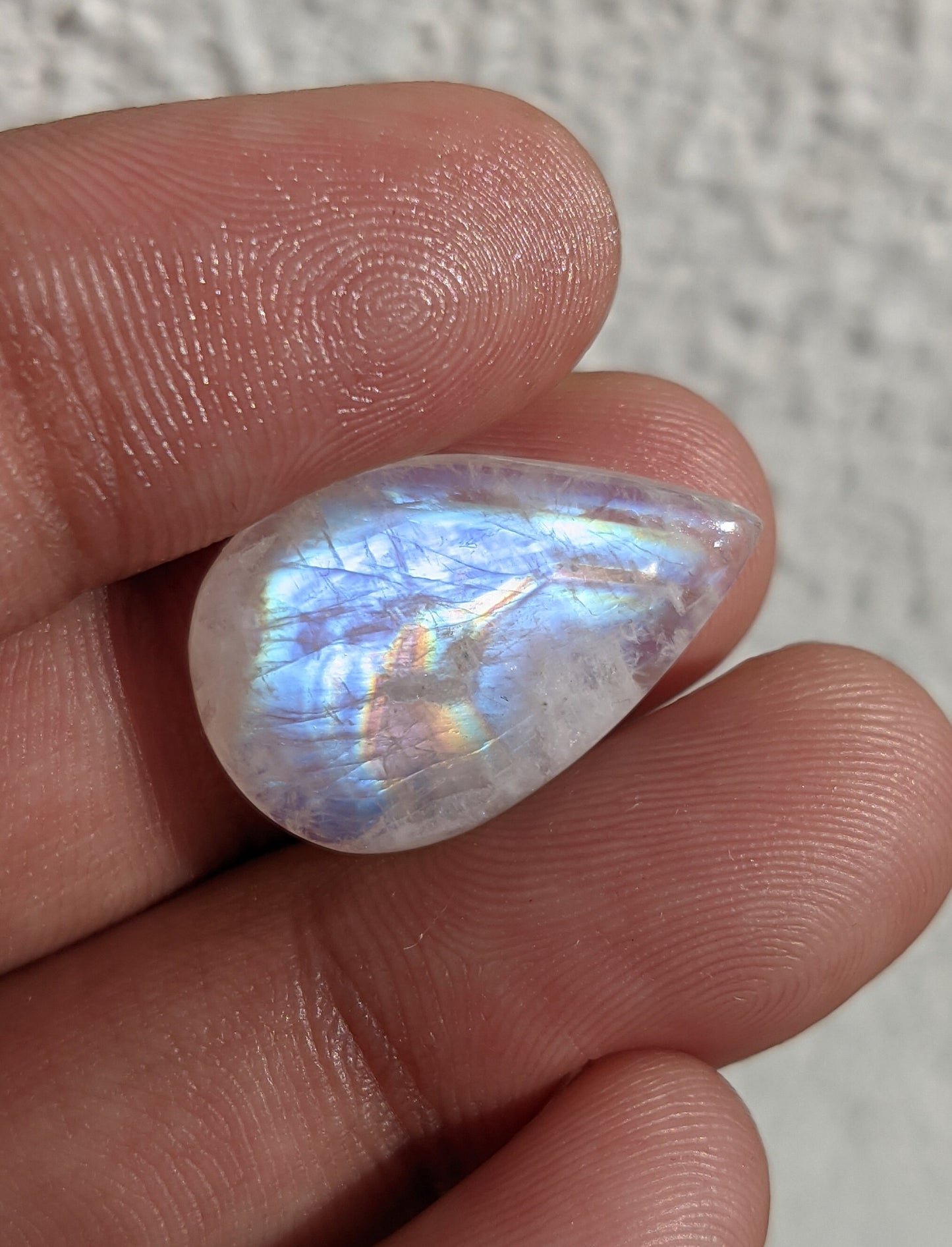 Top Quality Rainbow Moonstone Cabochon, Pear Shape Moonstone, Reiki Energy Blessed Stone, Jewelry Making Stone, 13.00 CTS 23.5x15x5 MM