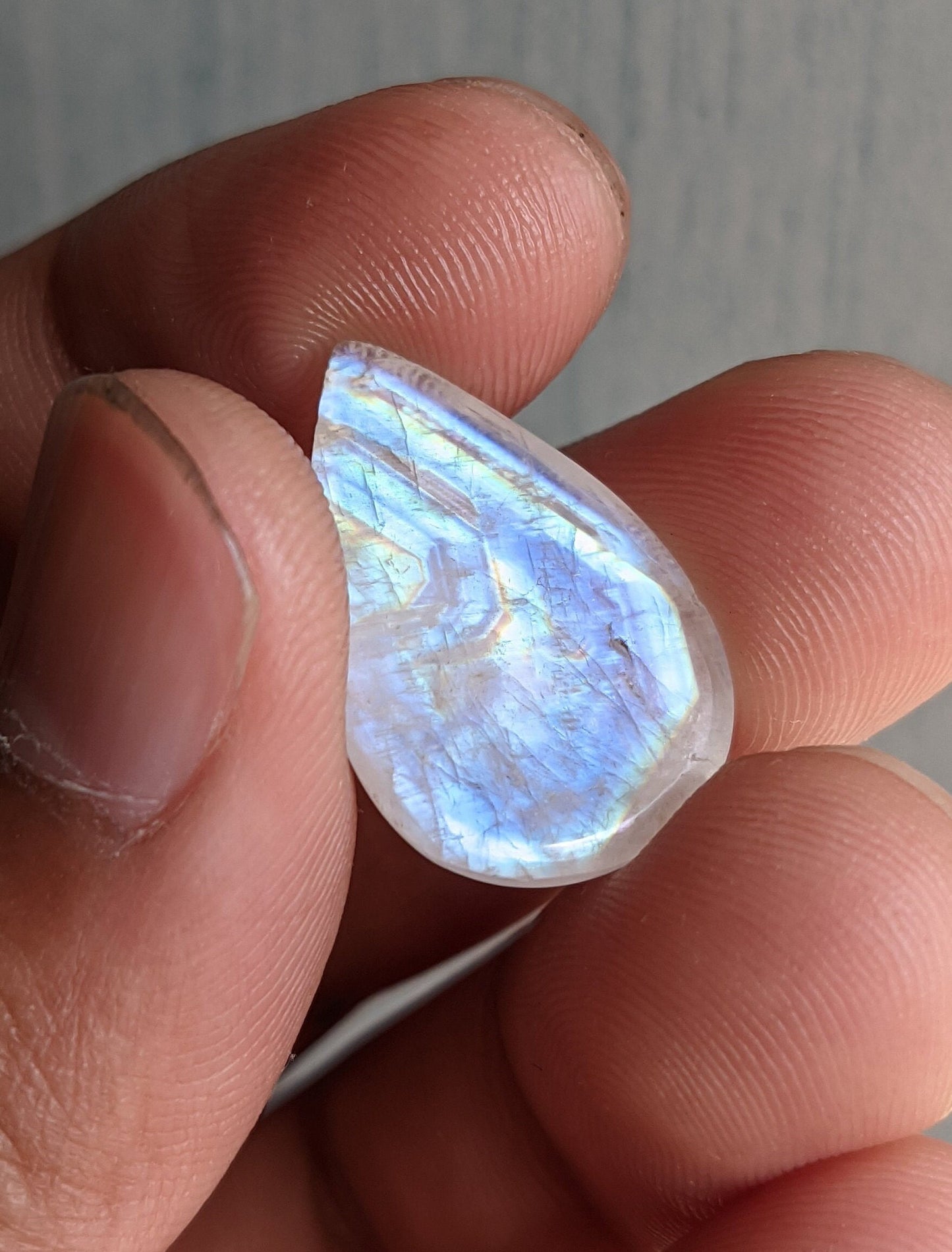 Top Quality Rainbow Moonstone Cabochon, Pear Shape Moonstone, Reiki Energy Blessed Stone, Jewelry Making Stone, 13.00 CTS 23.5x15x5 MM