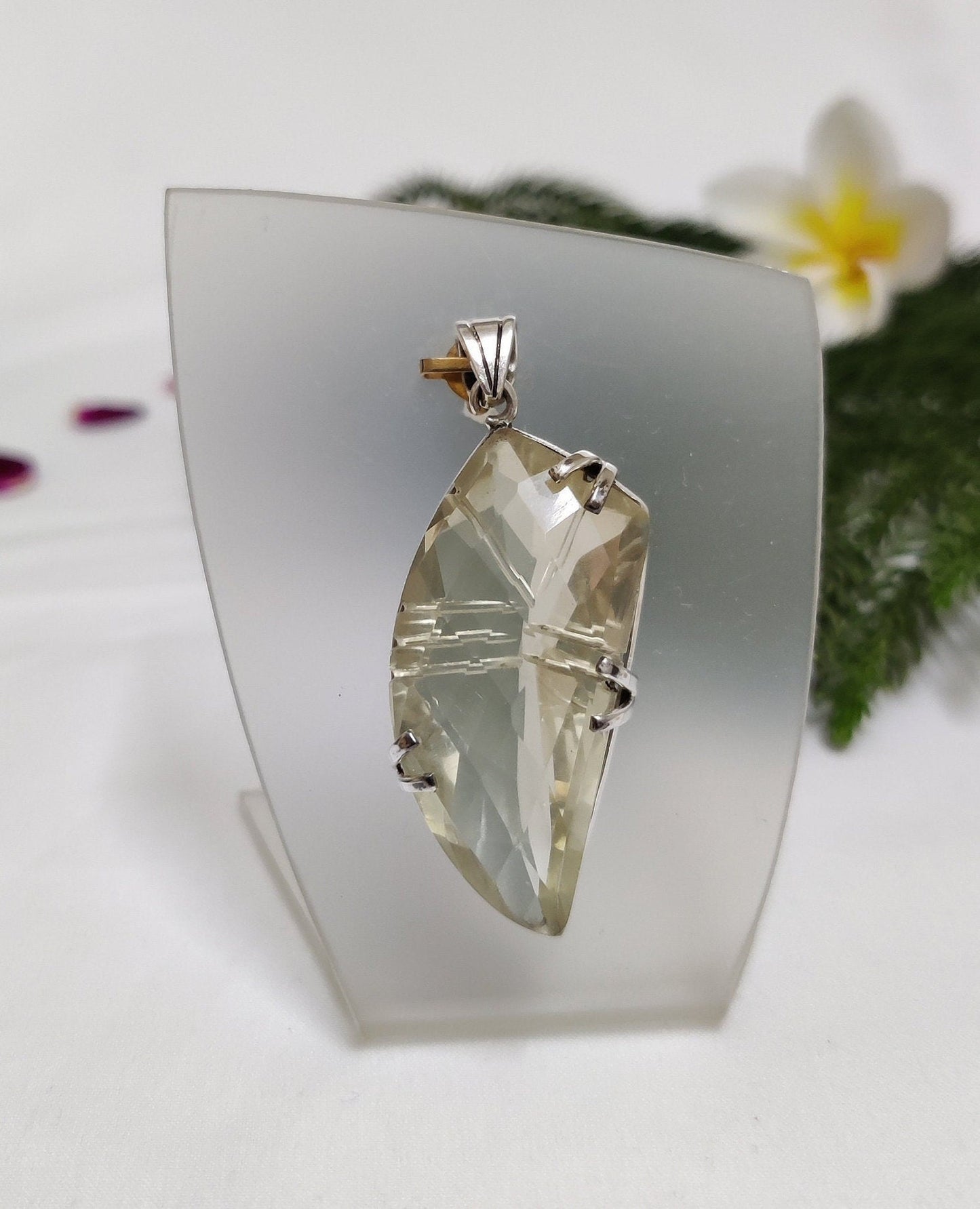 Lemon Topaz Pendant, 925 Sterling Silver Jewelry, Carving Stone Pendant, Lemon Citrine Necklace, Women Jewelry, Handmade Gift for Her