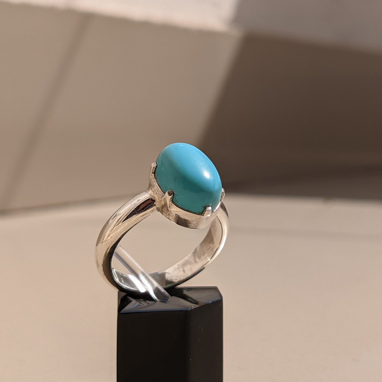 Turquoise Oval Shape Gemstone Silver Ring, Silver Band Ring, Gemstone Ring, Sterling Silver Statement Turquoise Ring, Jewelry Gift for Women