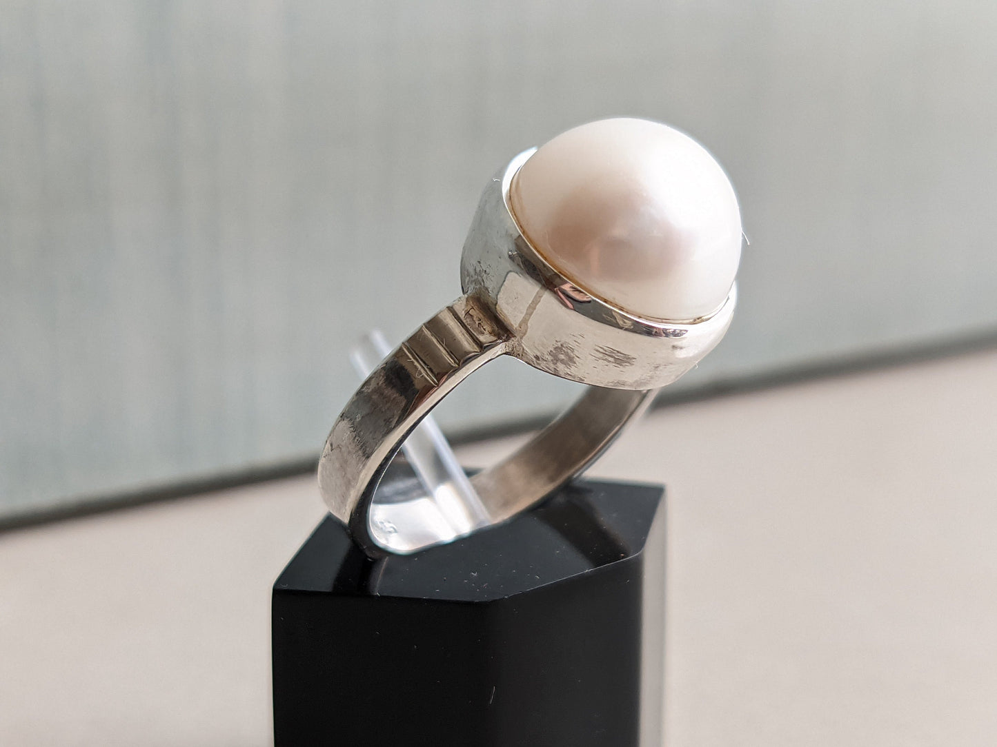 Cabochon Pearl Ring, 925 Sterling Silver Ring, Pearl Jewelry, Unisex Ring, June Birthstone Jewelry, Gift Idea, White Pearl Handmade Ring