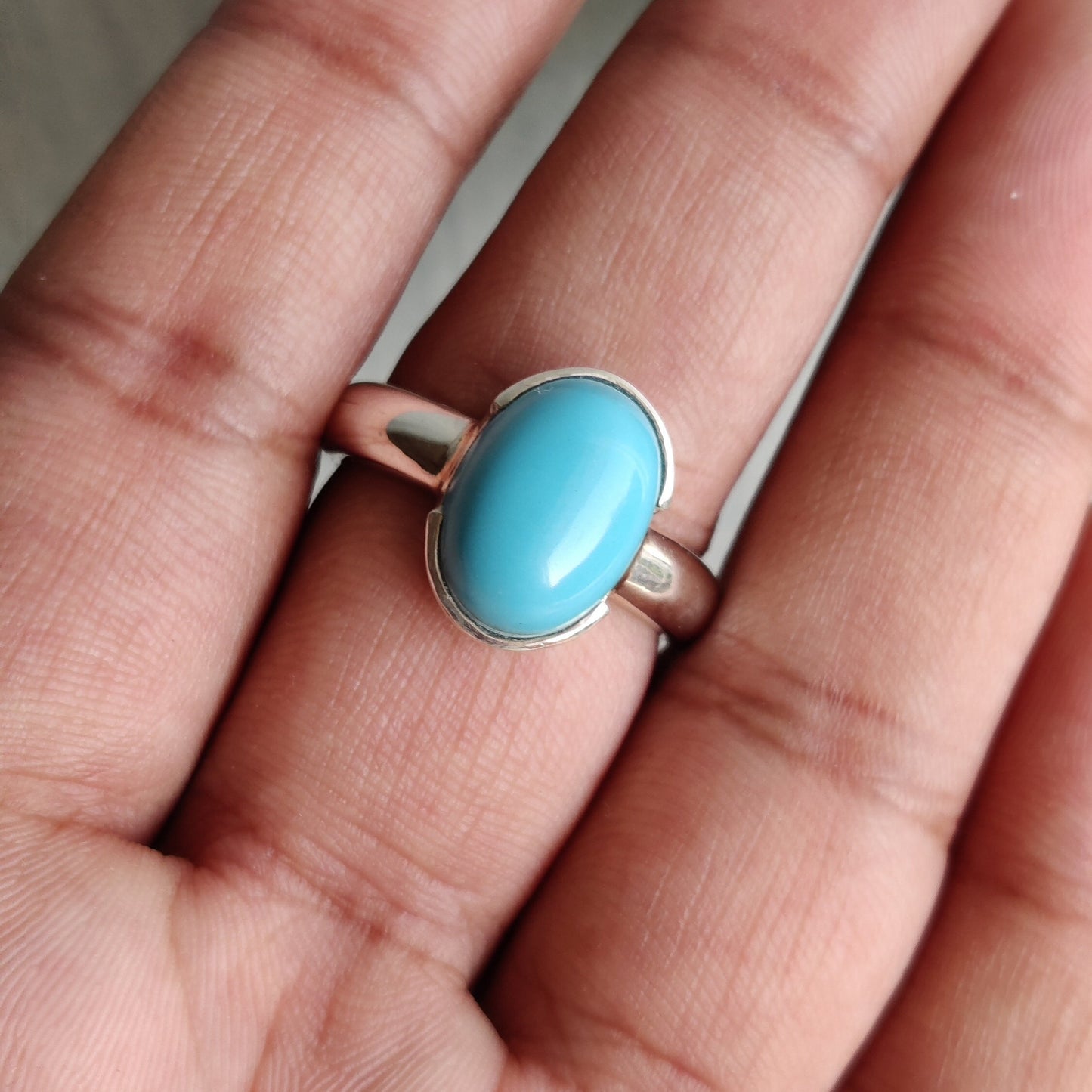 Turquoise Oval Shape Gemstone Silver Ring, Handmade Gemstone Ring, Sterling Silver Turquoise ring, Women Jewelry, Turquoise Statement Ring