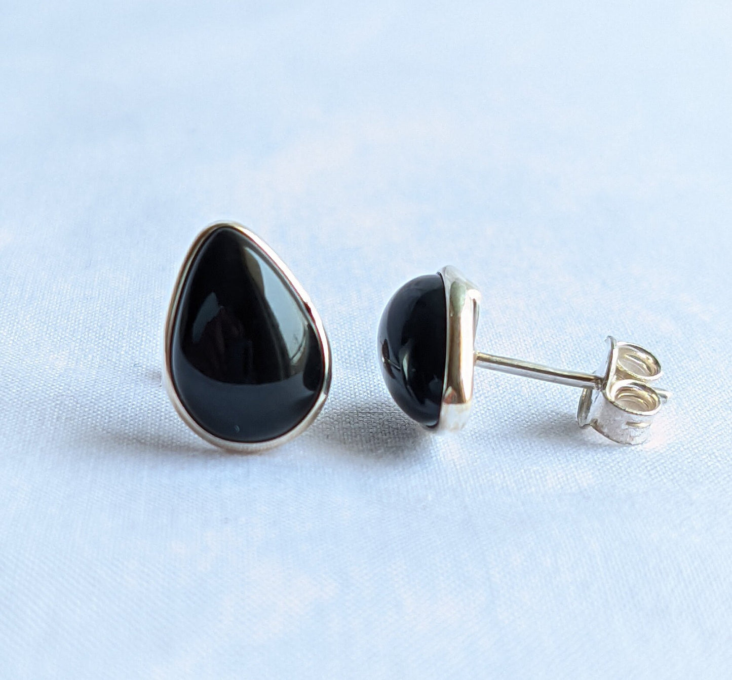 Black Onyx Stud Earrings, 925 Sterling Silver Studs, Wedding Bridesmaid Gift, Minimalist Studs, Jewelry for Her, Gemstone Studs for Her