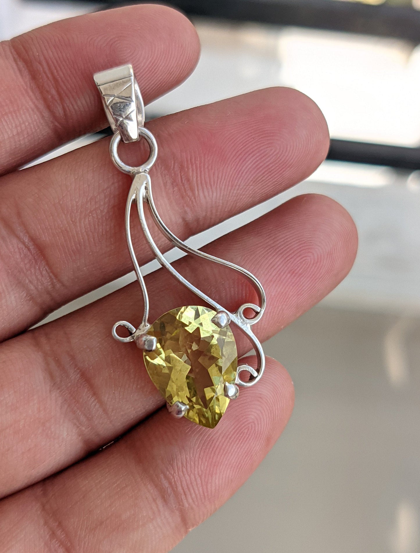 Lemon Topaz Pendant, 925 Sterling Silver Pendant, Handmade Designer Pendant, Yellow Gemstone, Pear Shape Stone, Unique Gift Jewelry for Her