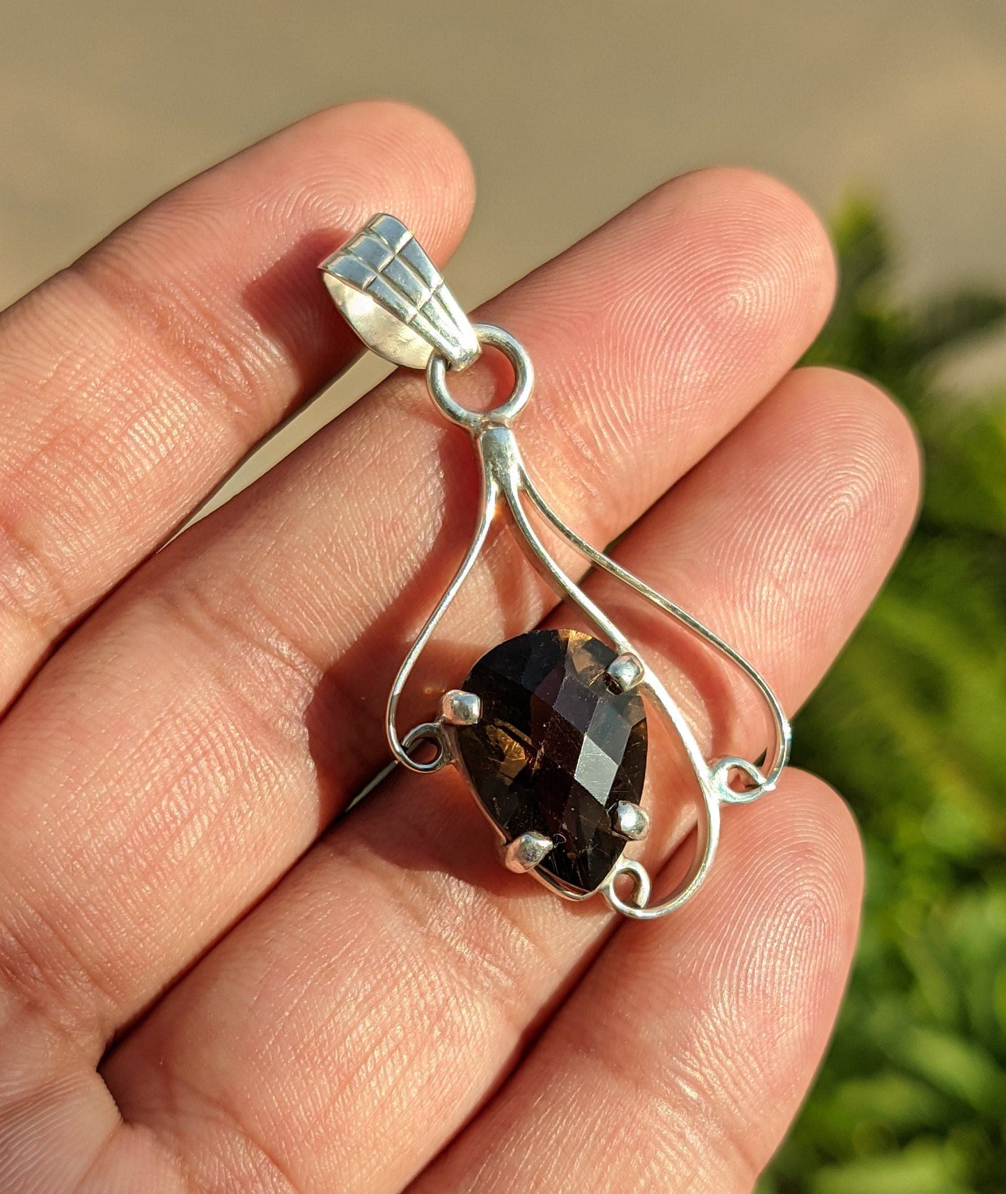 Smoky Quartz Pendant, 925 Sterling Silver Pendant, Healing Crystal, Natural Stone, Brown Gemstone, Handmade Designer Jewelry for Women