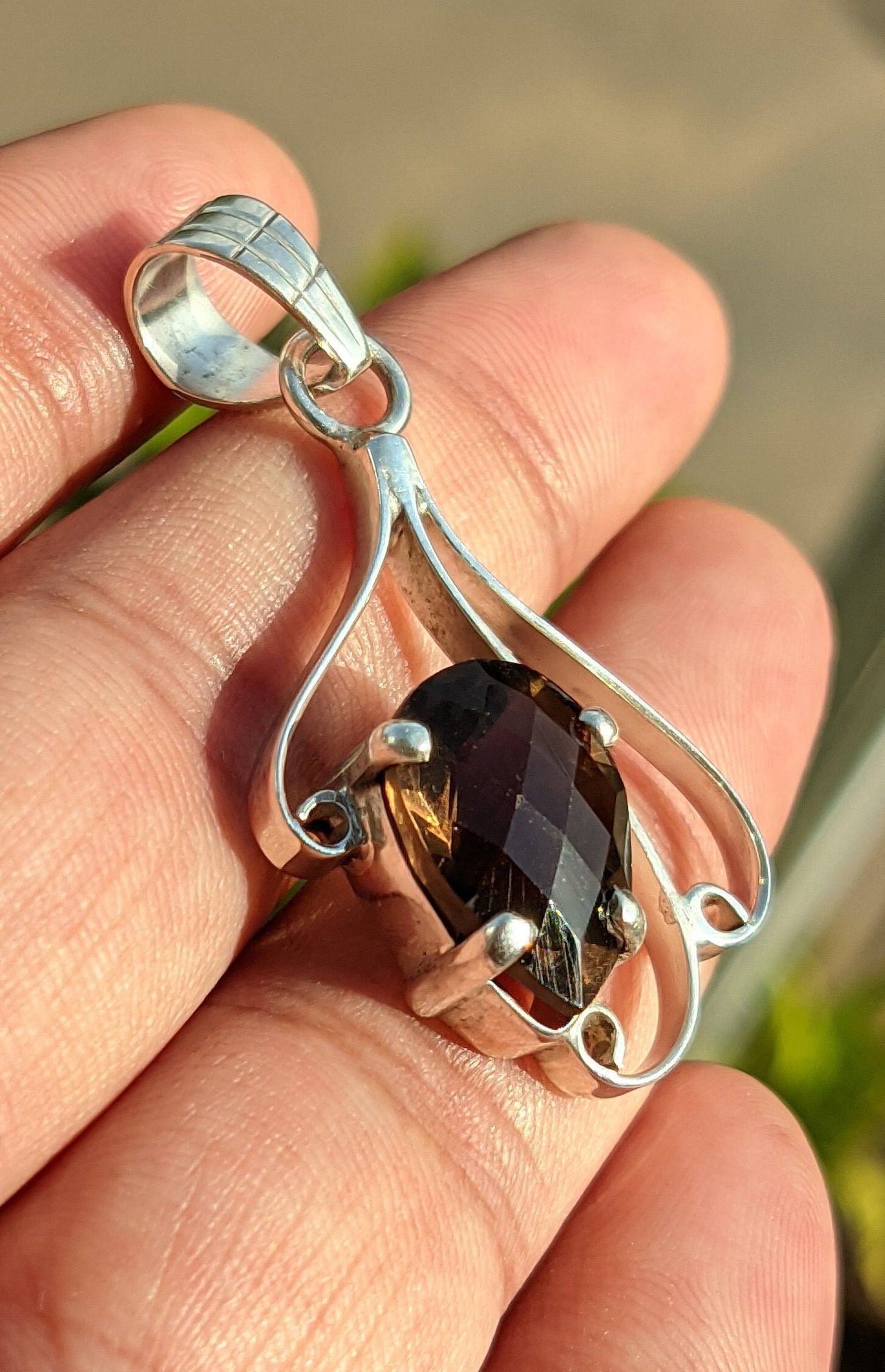Smoky Quartz Pendant, 925 Sterling Silver Pendant, Healing Crystal, Natural Stone, Brown Gemstone, Handmade Designer Jewelry for Women