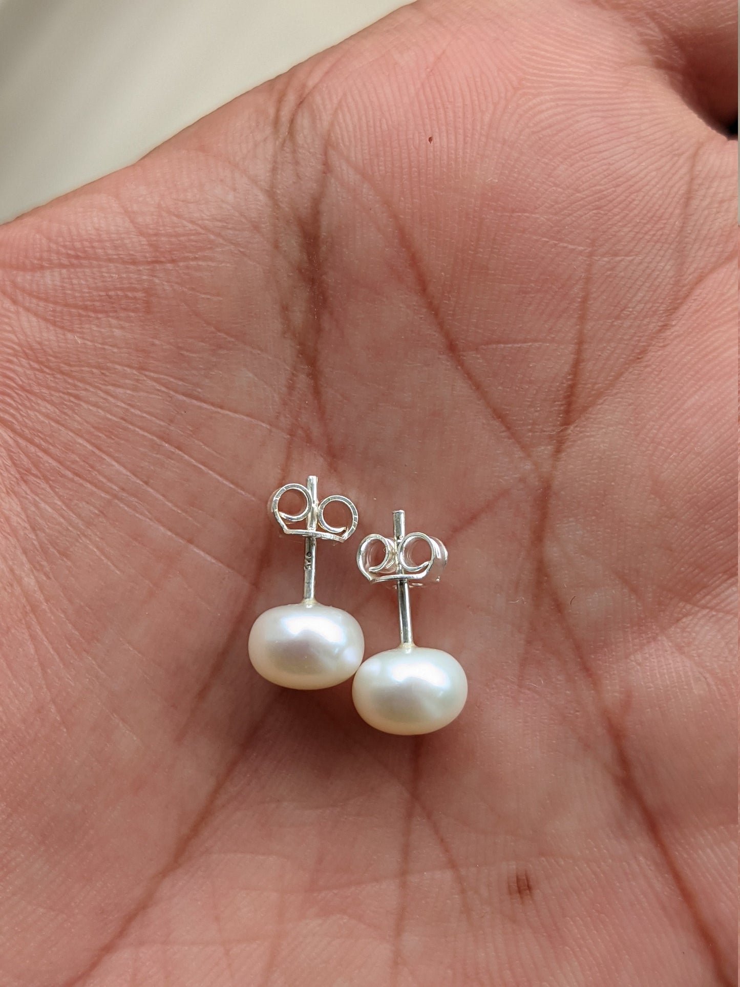 Genuine Pearl Stud Earrings, 925 Sterling Silver Studs, Bridesmaids Pearl Earrings, Freshwater Pearl Studs, Bridal Gift, Pearl Post Earrings