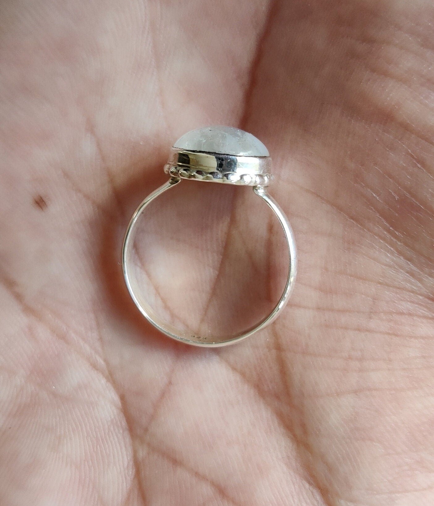 Rainbow Moonstone Ring, 925 Sterling Silver Ring, Birthstone Gemstone Ring, Blue Flash Moonstone Ring, Simple Boho Ring, Ring for Women