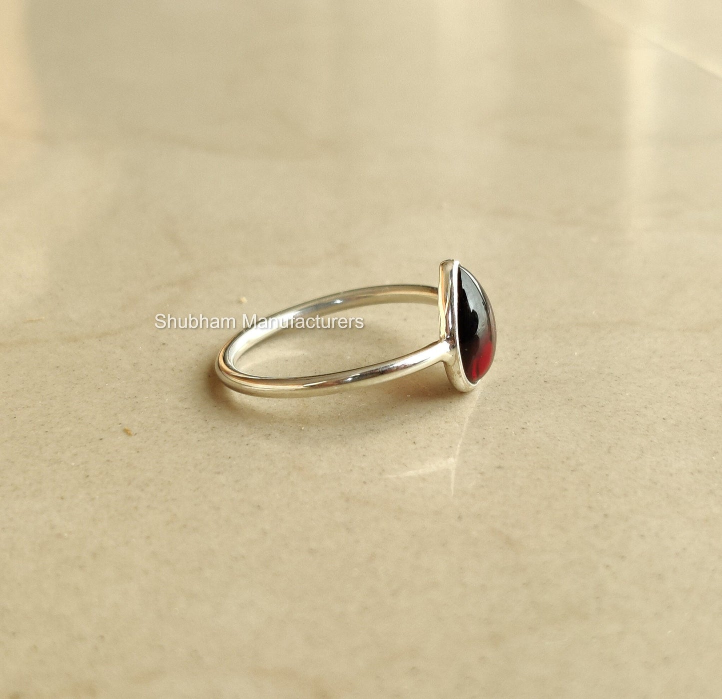 Garnet Ring, 925 Sterling Silver Ring, January Birthstone Ring, Natural Stone Ring, Handmade Gift for Women, Pear Shaped Ring,Everyday Ring