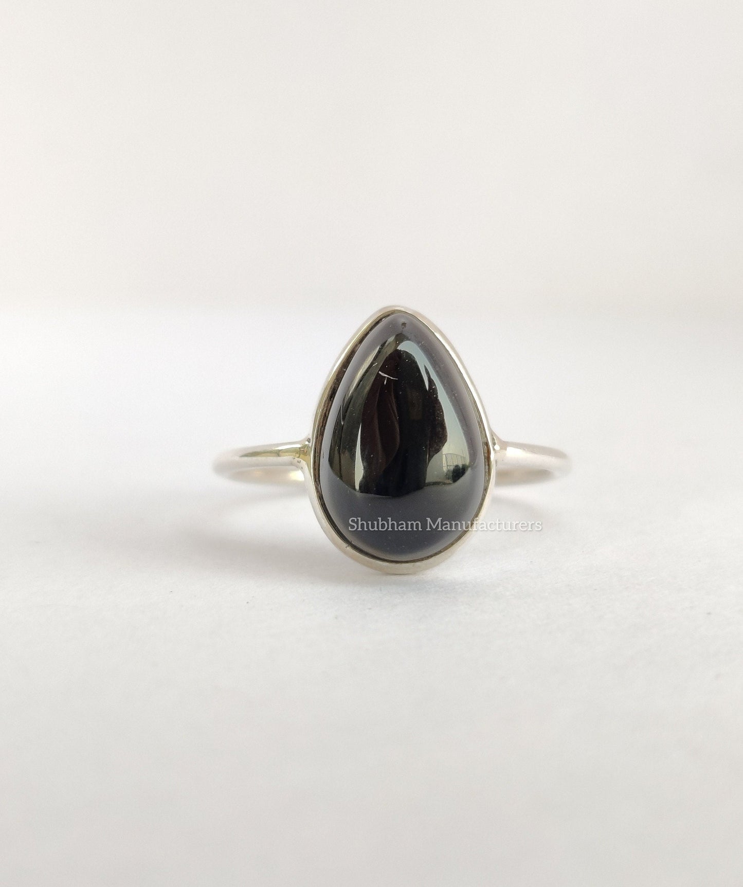Black Onyx Ring, 925 Sterling Silver, Natural Gemstone, Stacking Onyx Ring, Black Crystal Stone, Onyx Jewelry, Cabochon Stone, Womens Ring