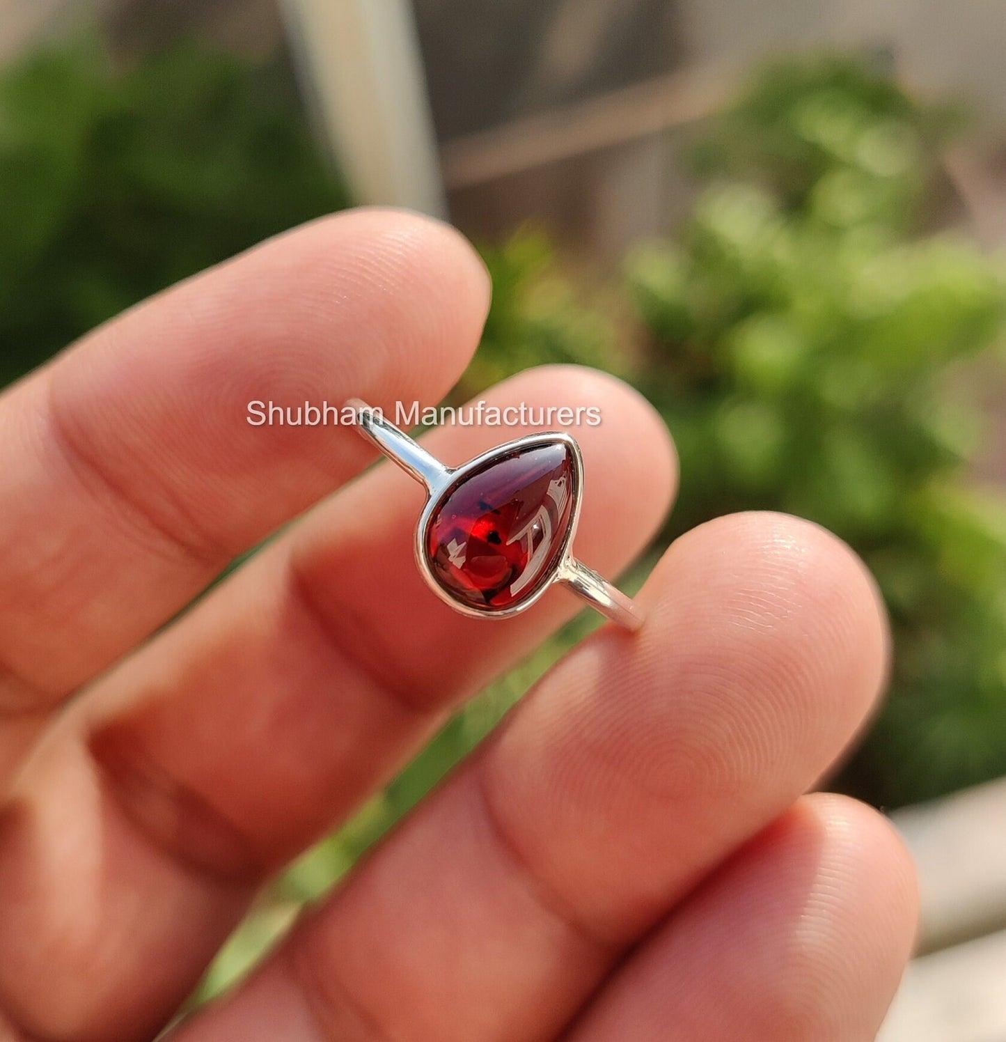 Garnet Ring, 925 Sterling Silver Ring, January Birthstone Ring, Natural Stone Ring, Handmade Gift for Women, Pear Shaped Ring,Everyday Ring