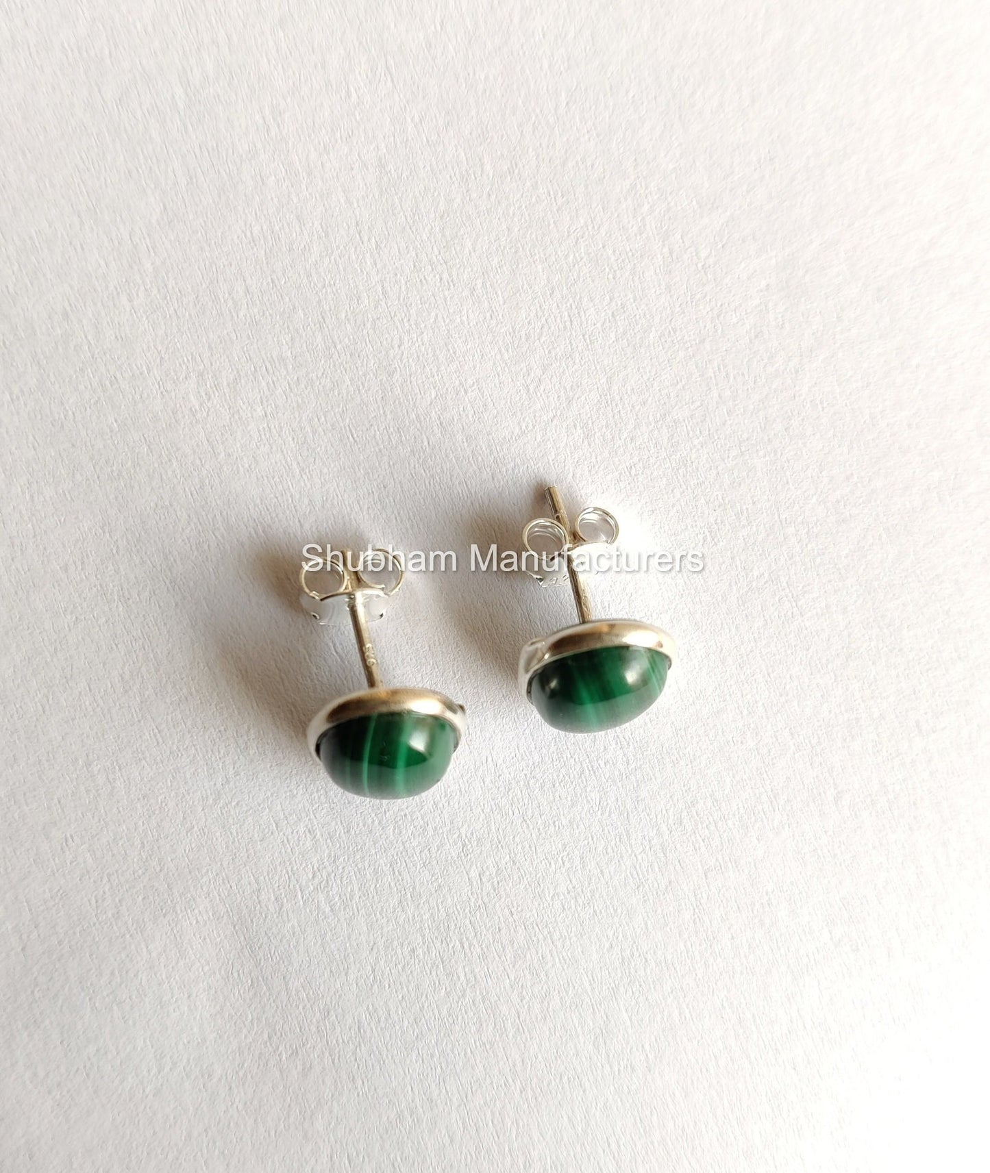 Malachite Stud Earrings, 925 Sterling Silver Studs, Silver Post Earrings, Green Gemstone Studs, Natural Stone Studs, Studs for Women/Girls