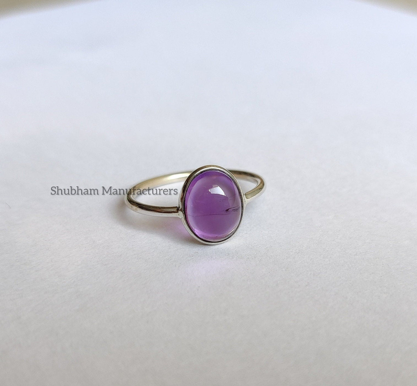 Natural Amethyst Ring, 925 Sterling Silver Ring, Purple Amethyst Jewelry, Everyday Ring for Women, Cabochon Gemstone Ring, Handmade Gift