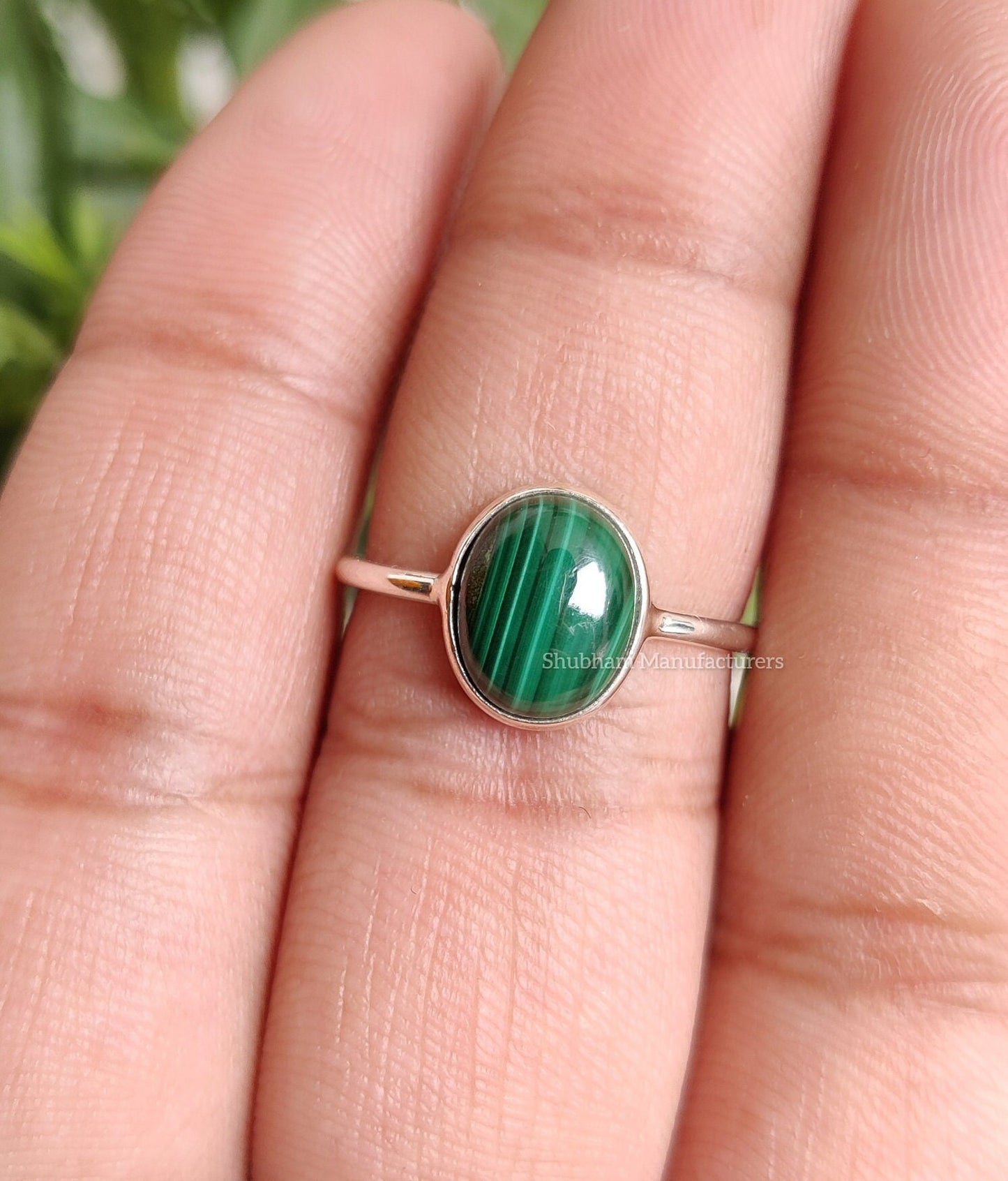 Malachite Ring, 925 Sterling Silver Ring, Malachite Silver Jewelry, Oval Shape Ring, Stackable Gemstone Ring, Handmade Gift for Her,