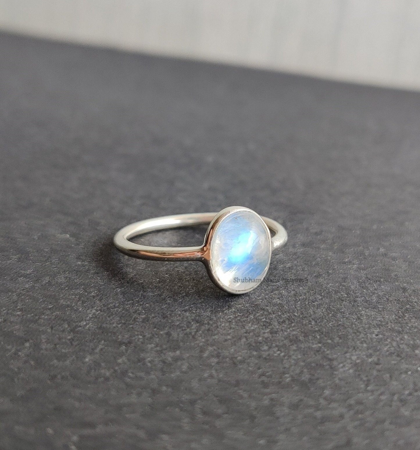 Rainbow Moonstone Ring, 925 Sterling Silver Ring, June Birthstone Jewelry, Blue Flash Moonstone Ring, Natural Stone Ring, Gift for Women