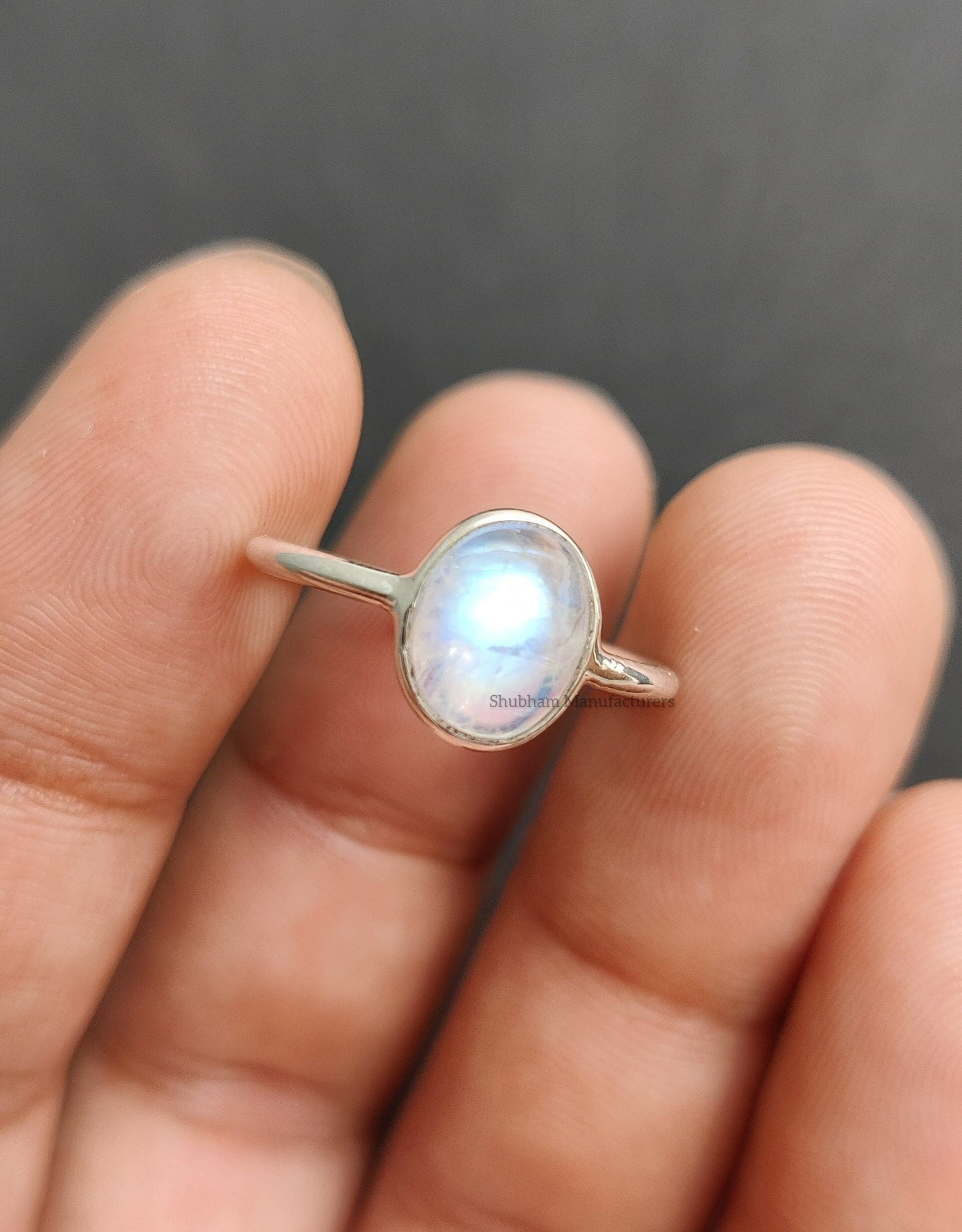 Rainbow Moonstone Ring, 925 Sterling Silver Ring, June Birthstone Jewelry, Blue Flash Moonstone Ring, Natural Stone Ring, Gift for Women