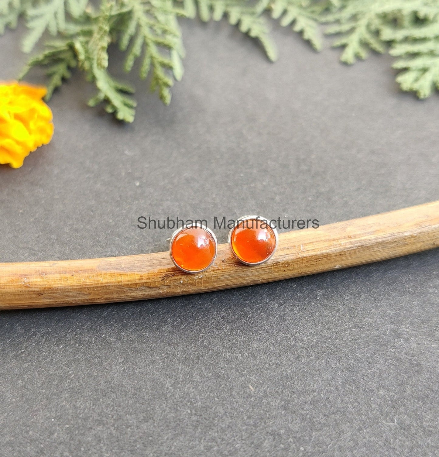 Carnelian Studs Earrings, 925 Sterling Silver Studs, Orange Crystal Studs, Natural Gemstone Studs, Carnelian Post Earrings, Studs for Girls
