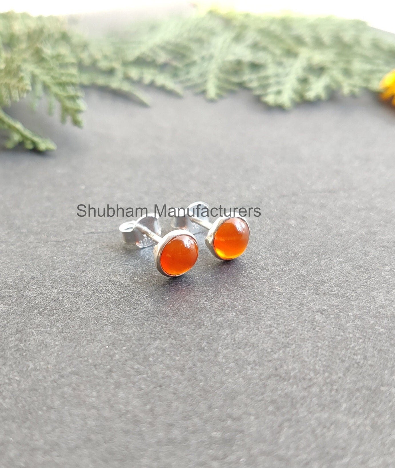 Carnelian Studs Earrings, 925 Sterling Silver Studs, Orange Crystal Studs, Natural Gemstone Studs, Carnelian Post Earrings, Studs for Girls