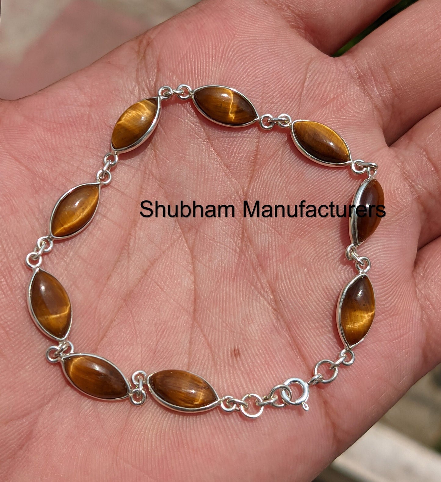 Natural Tigers Eye Bracelet, 925 Sterling Silver Bracelet, Brown Gemstone Bracelet, Tiger Eye Silver Bracelet, Silver Stone Bracelet for Her