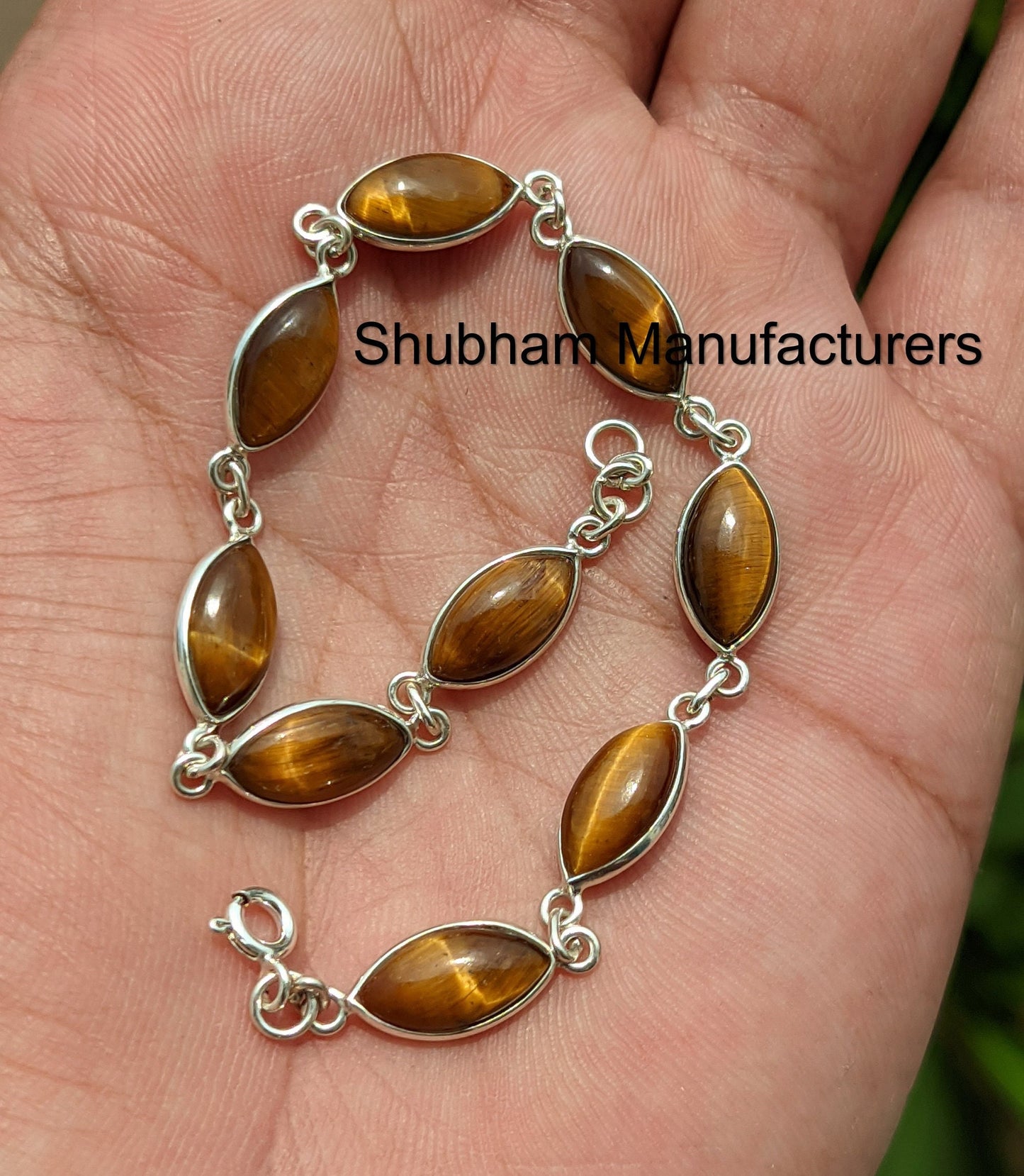 Natural Tigers Eye Bracelet, 925 Sterling Silver Bracelet, Brown Gemstone Bracelet, Tiger Eye Silver Bracelet, Silver Stone Bracelet for Her