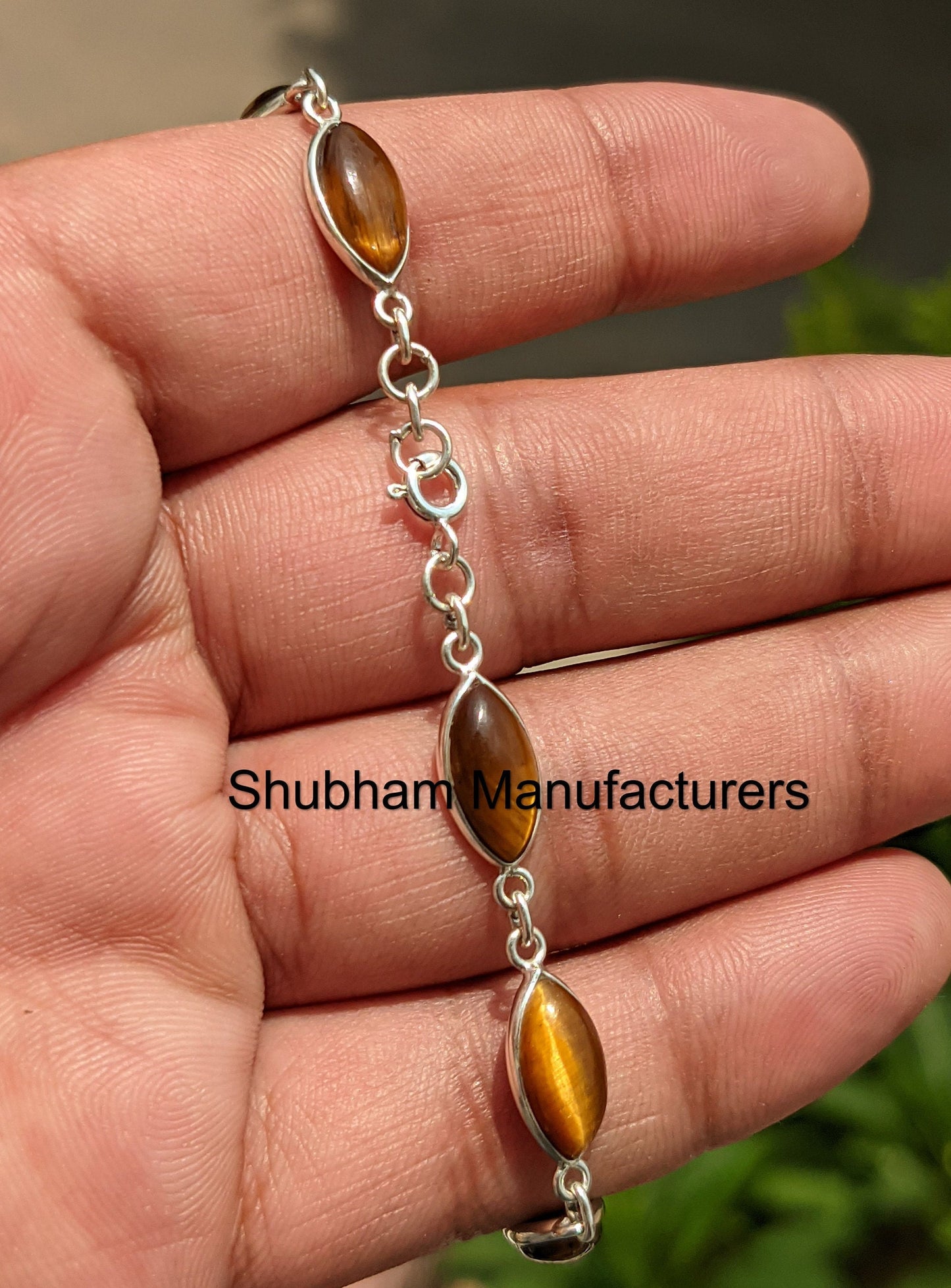 Natural Tigers Eye Bracelet, 925 Sterling Silver Bracelet, Brown Gemstone Bracelet, Tiger Eye Silver Bracelet, Silver Stone Bracelet for Her