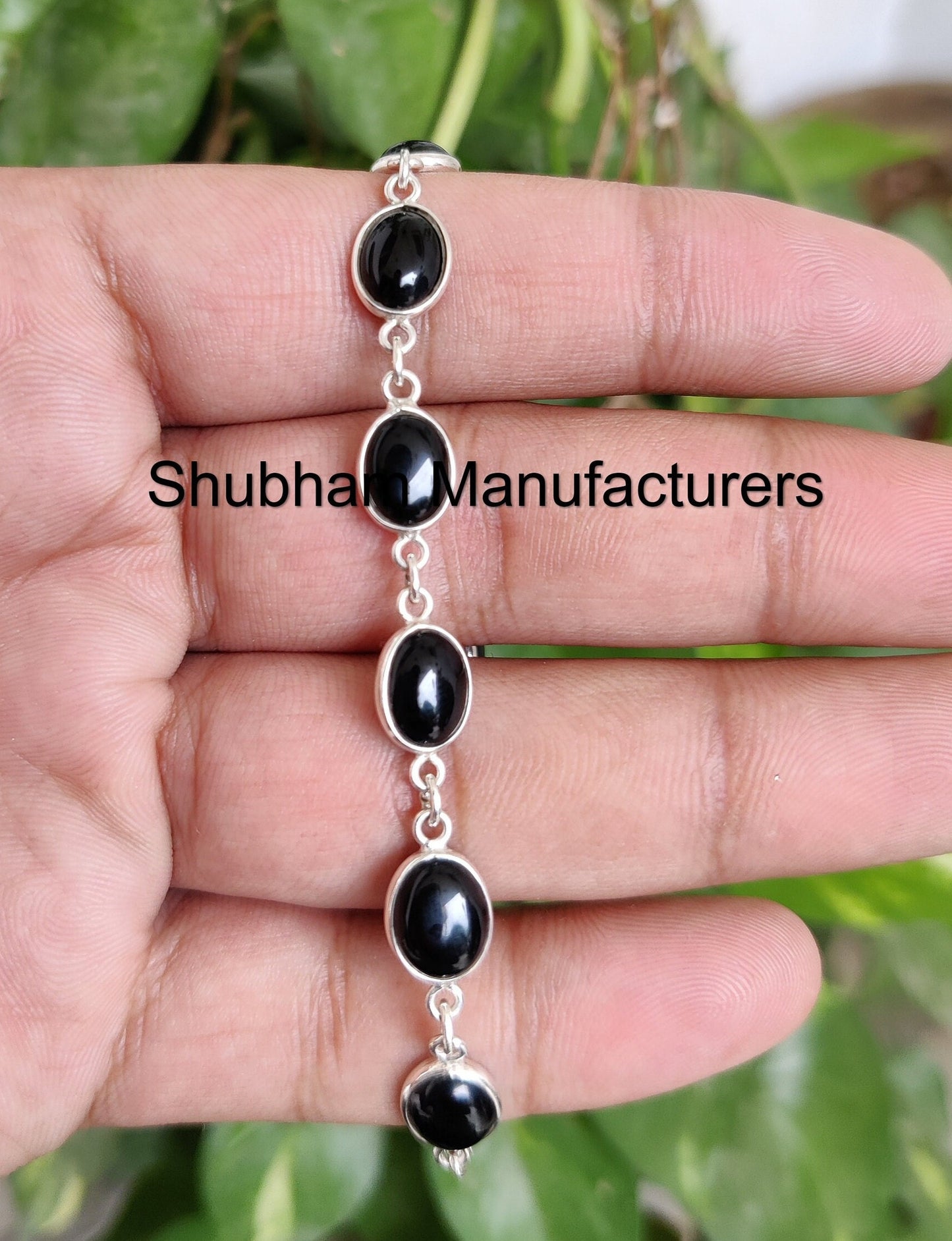 Natural Black Onyx Bracelet, 925 Sterling Silver Bracelet, Gemstone Jewelry, Black Stone Bracelet, Adjustable Chain Bracelet, Wedding Gift