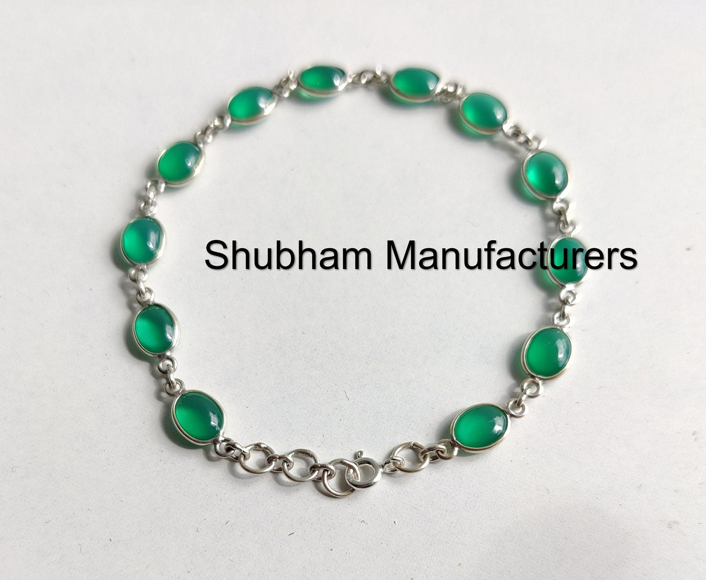 Green Onyx Bracelet, 925 Sterling Silver Bracelet, Green Gemstone Bracelet, Green Onyx Jewelry, Adjustable Bracelet for Women, Gift for Her