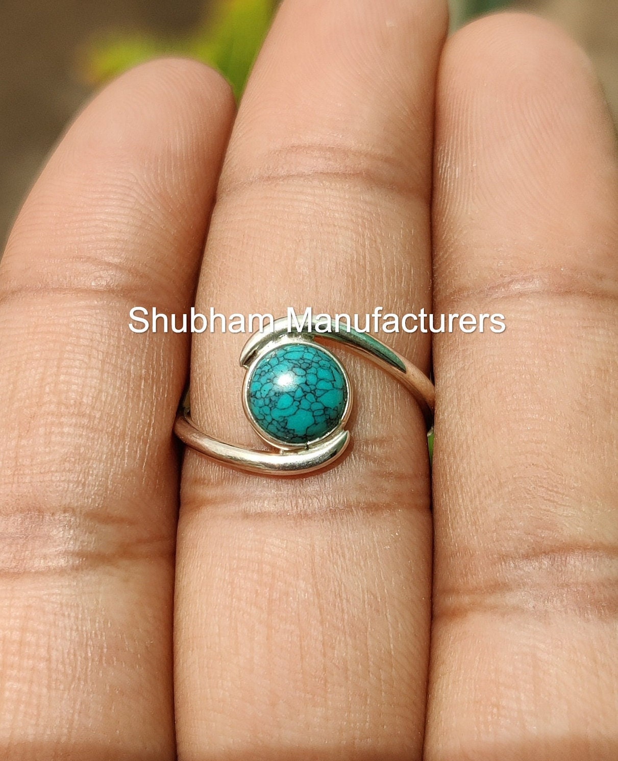 Genuine Turquoise Ring, 925 Sterling Silver Ring, Cute Simple Everyday Ring, Blue Gemstone, December Birthstone, Designer Ring for Women